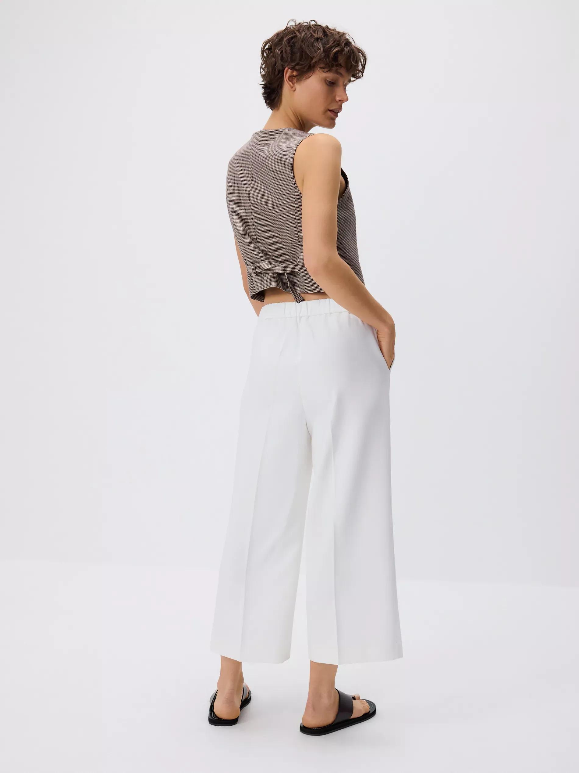 Culotte trousers with pressed crease, White, large image number 2
