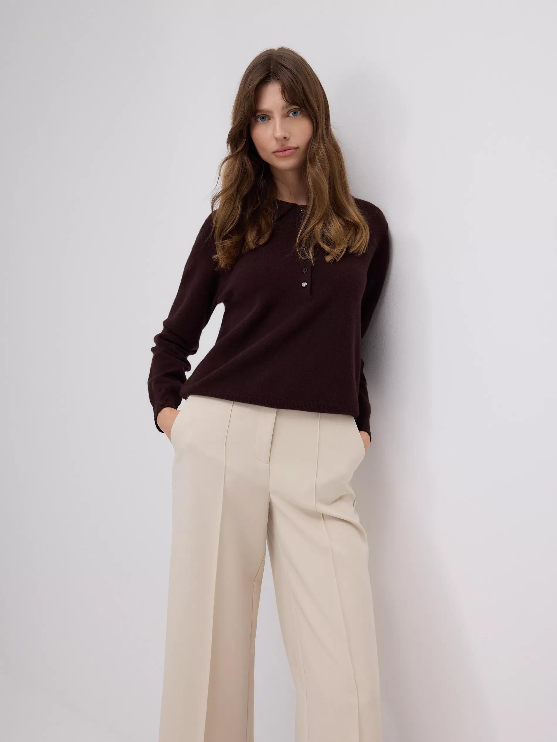 Culotte trousers with pressed crease, Beige, medium
