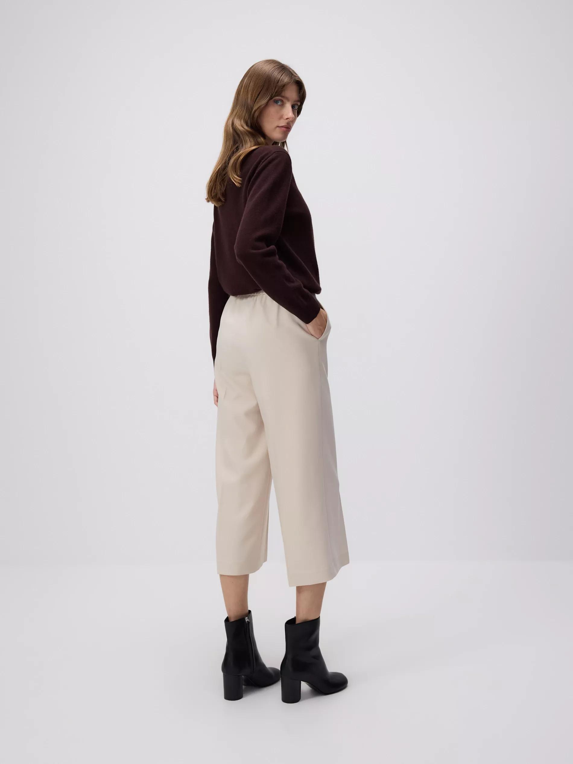 Culotte trousers with pressed crease, Beige, large image number 3