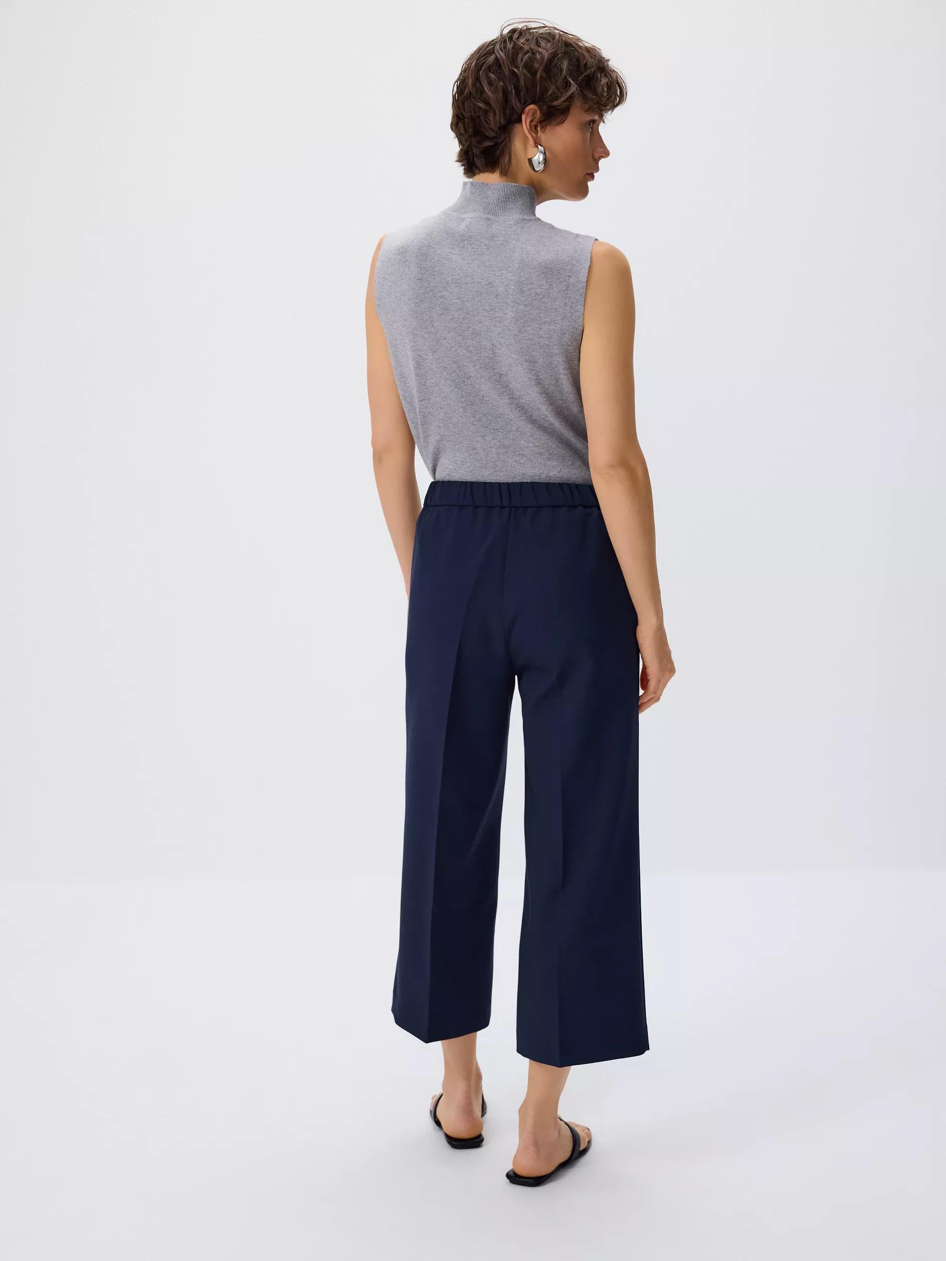 Culotte trousers with pressed crease, Navy, large image number 2