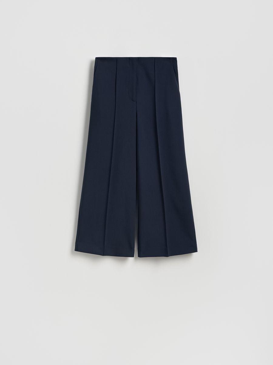 Navy Culotte Trousers With Pressed Crease, , large image number 3