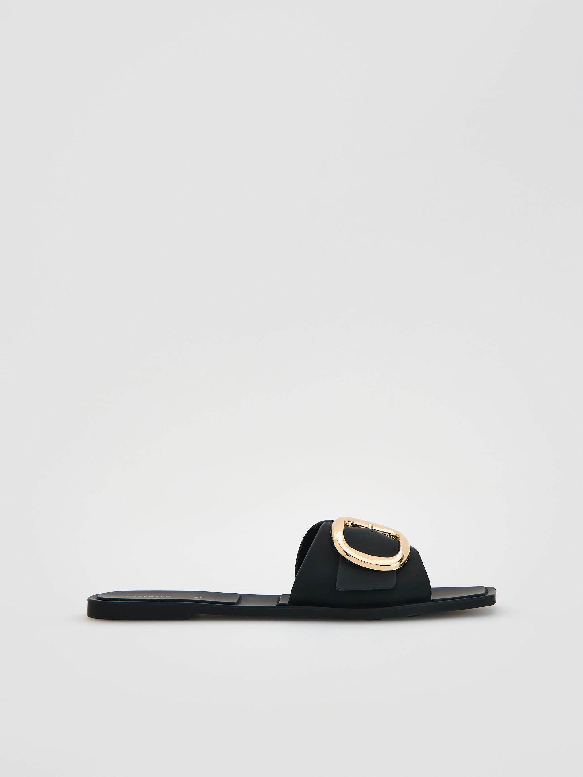 Black Sliders With Buckles, Black, large image number 0