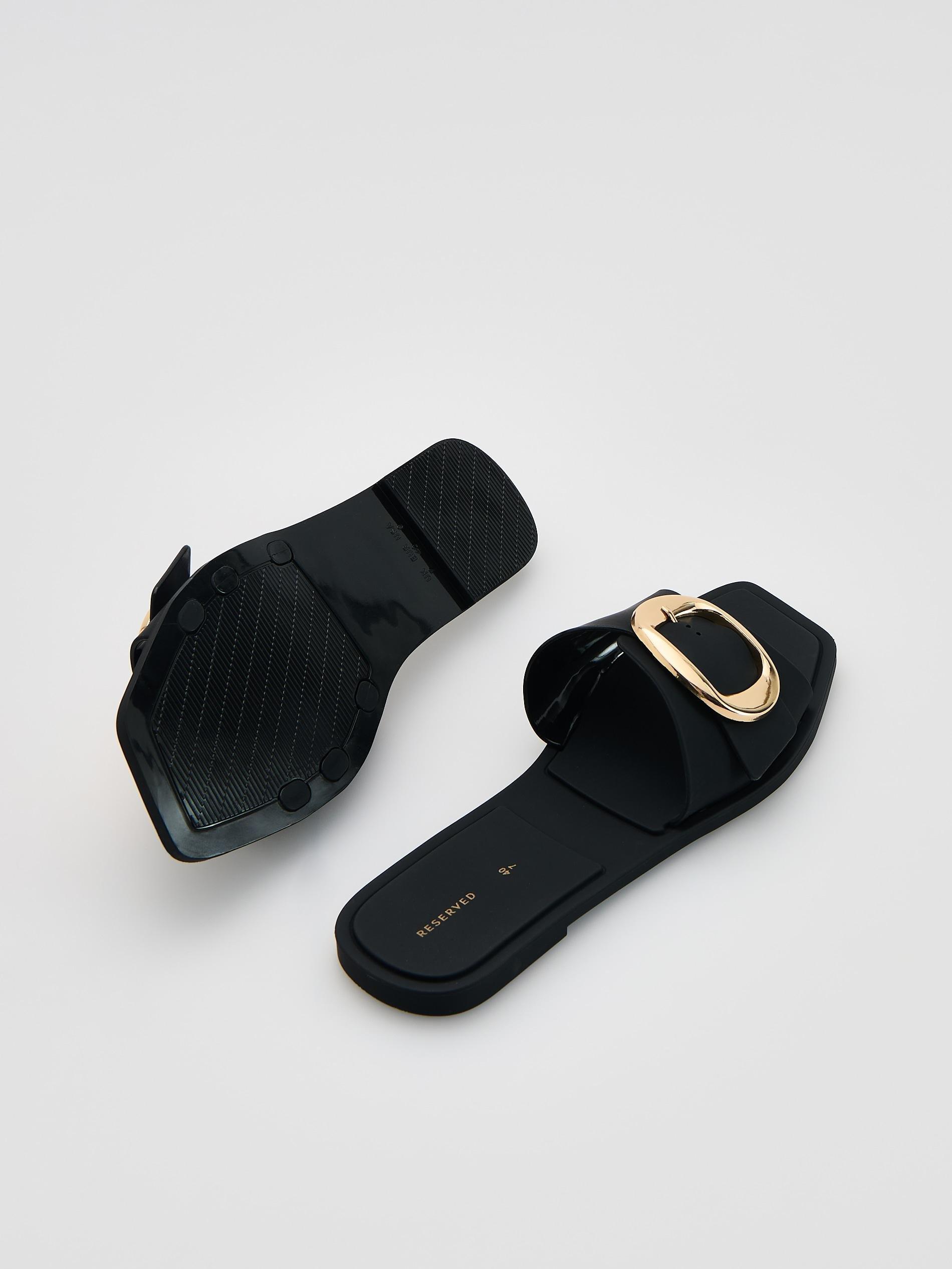 Black Sliders With Buckles, Black, large image number 2