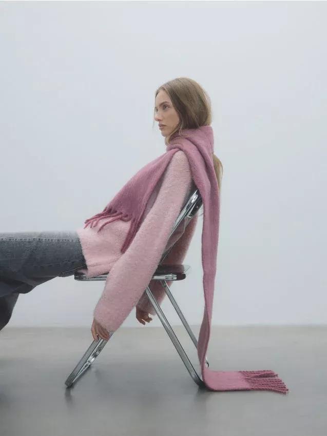 Pink Wool Blended Scarf, Pink, large image number 0