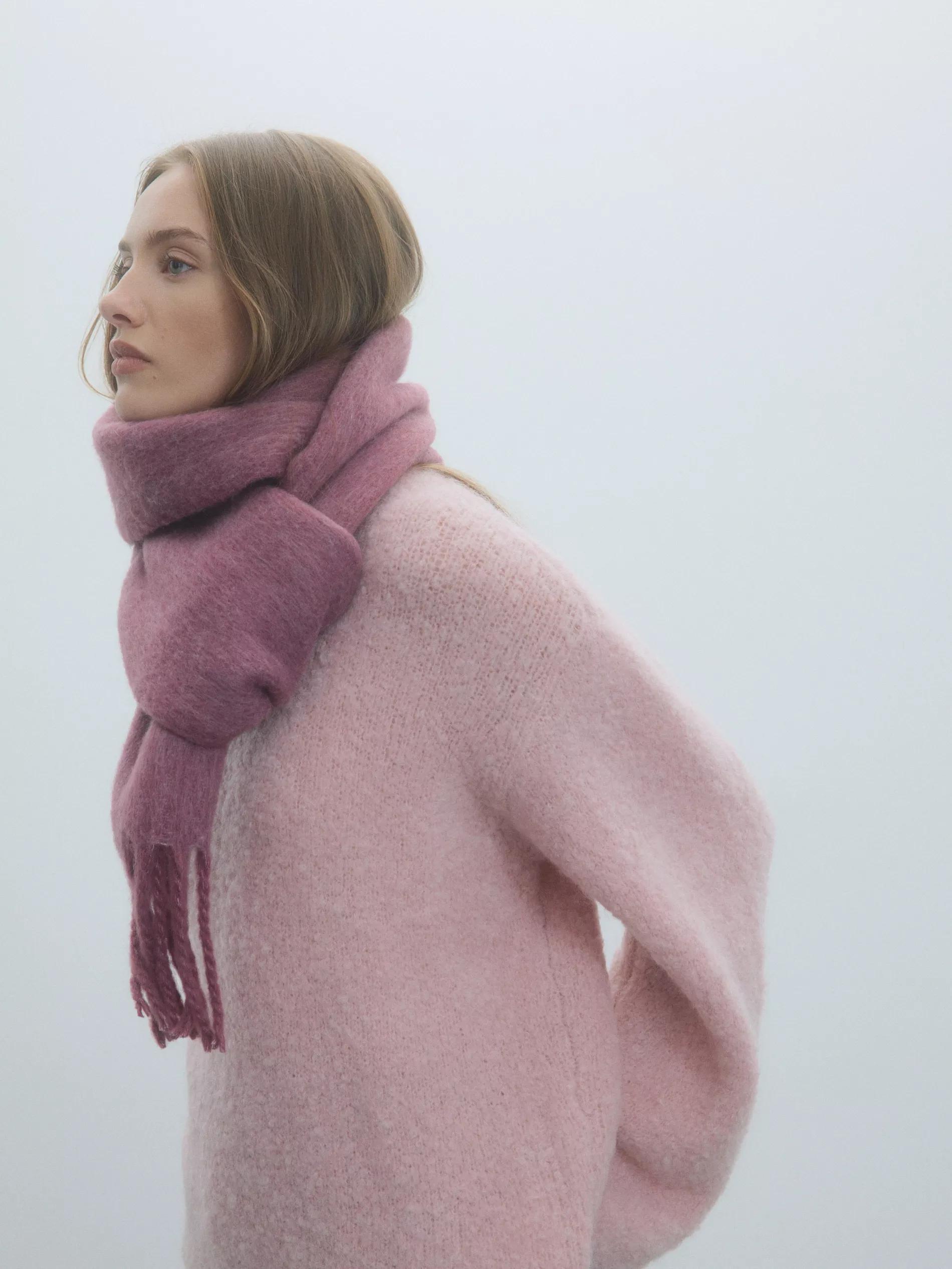 Pink Wool Blended Scarf, Pink, large image number 2
