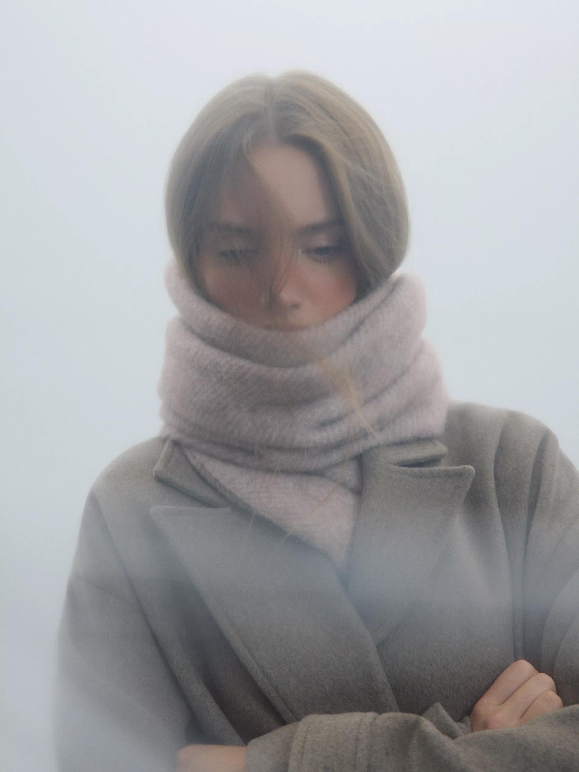 Grey Wool Blended Scarf, 7401_74M, large image number 1