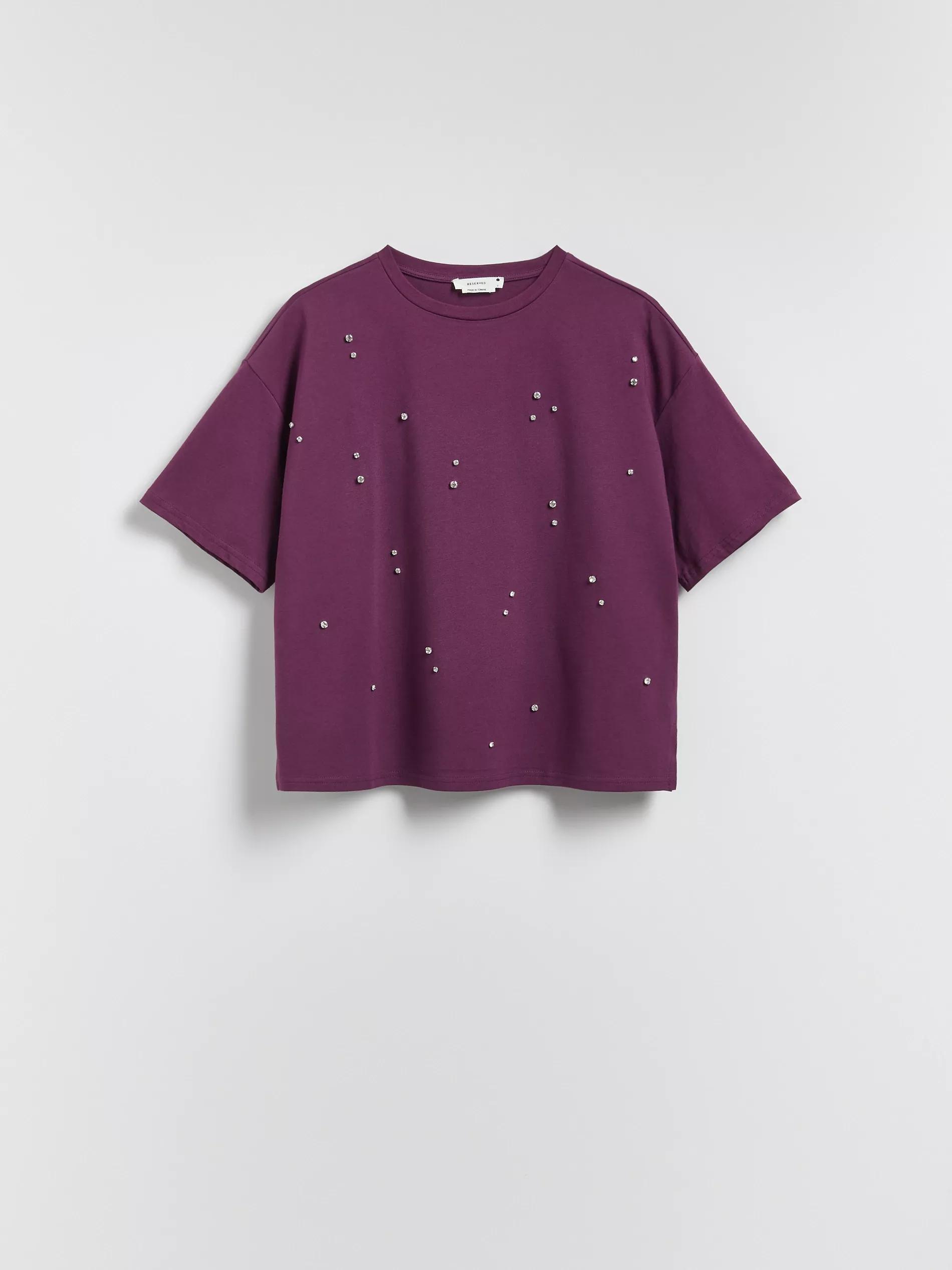 Purple Cotton T-Shirt With Application, Purple, large image number 0