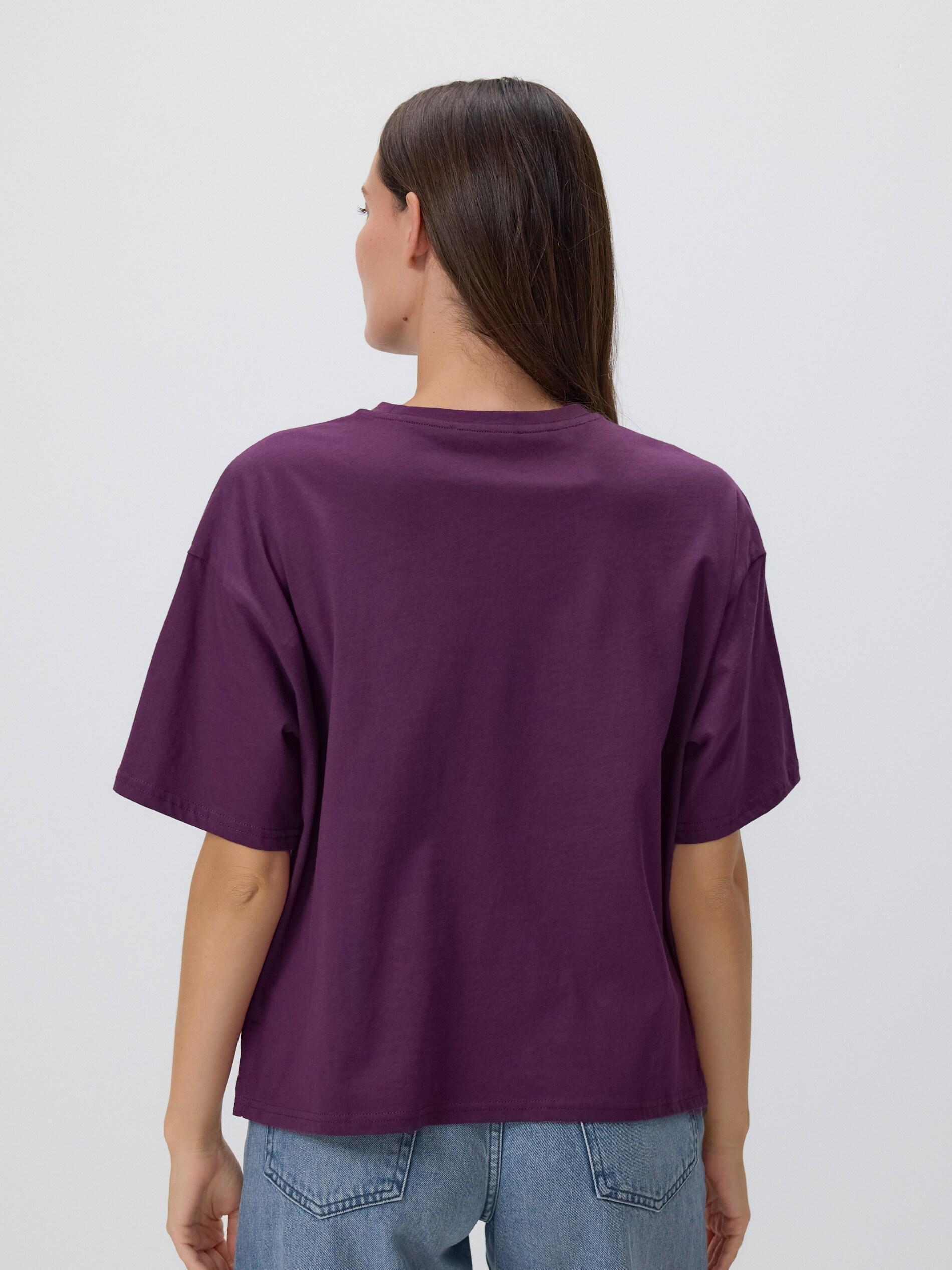Purple Cotton T-Shirt With Application, Purple, large image number 2