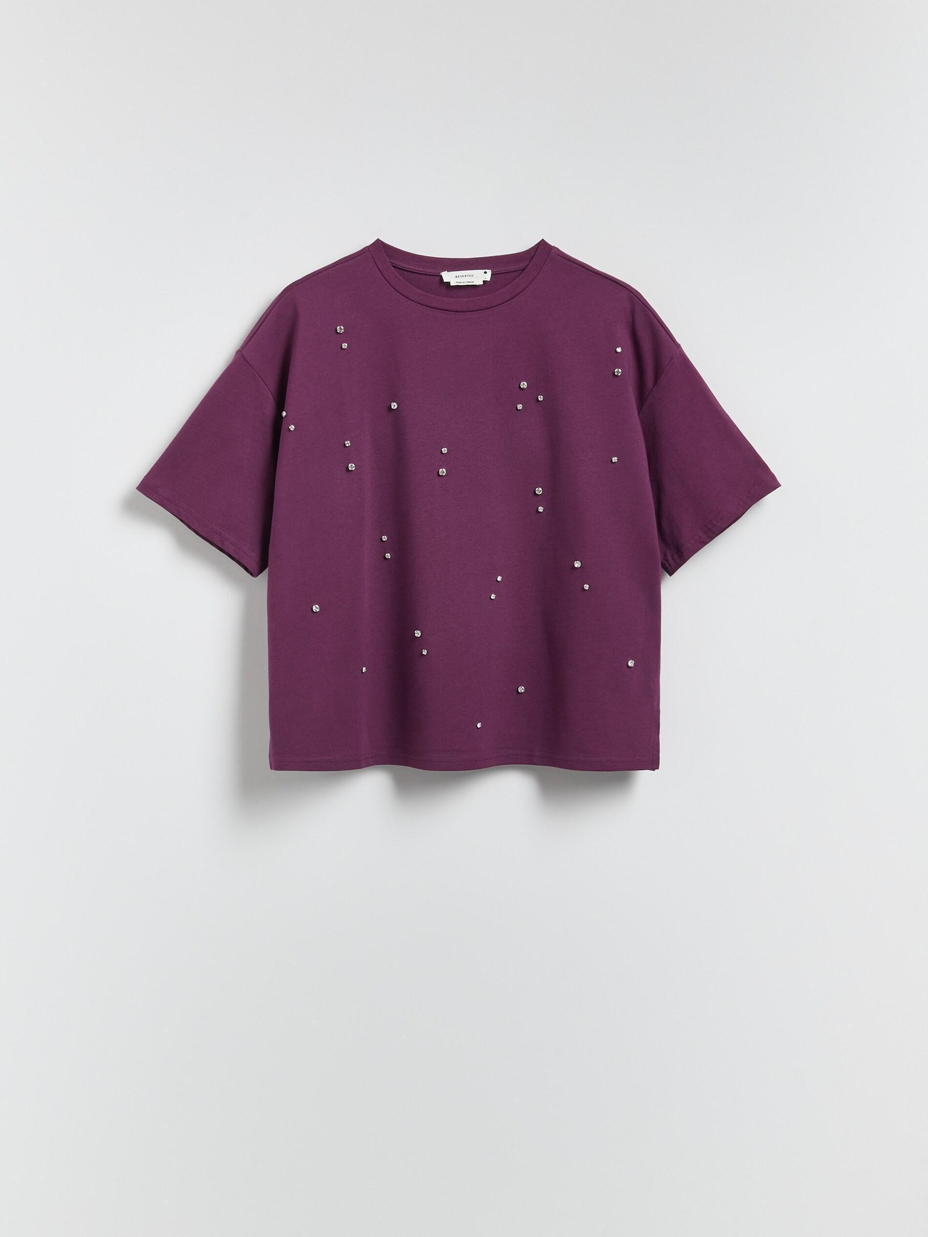 Purple Cotton T-Shirt With Application, Purple, large image number 3