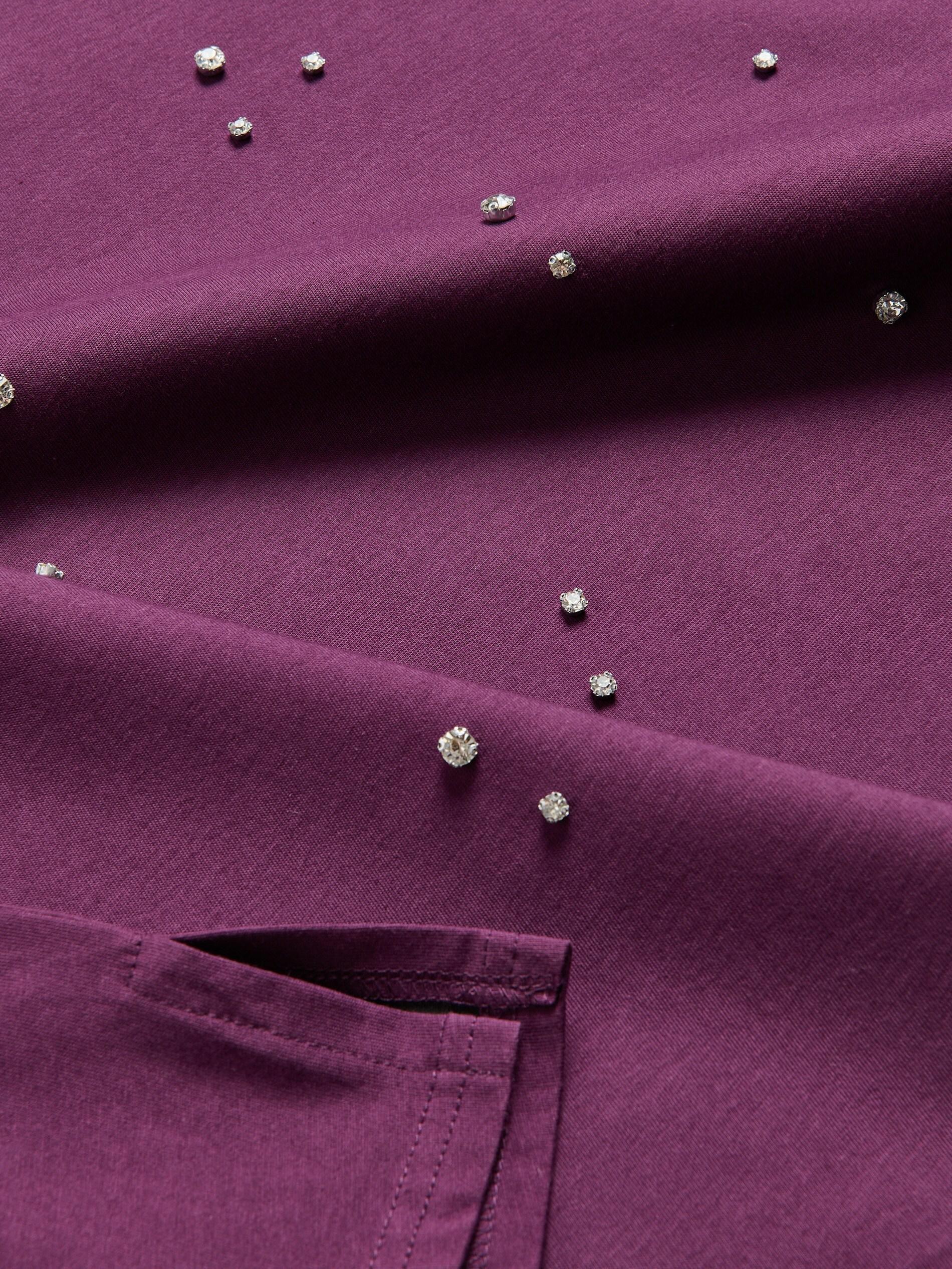 Purple Cotton T-Shirt With Application, Purple, large image number 4