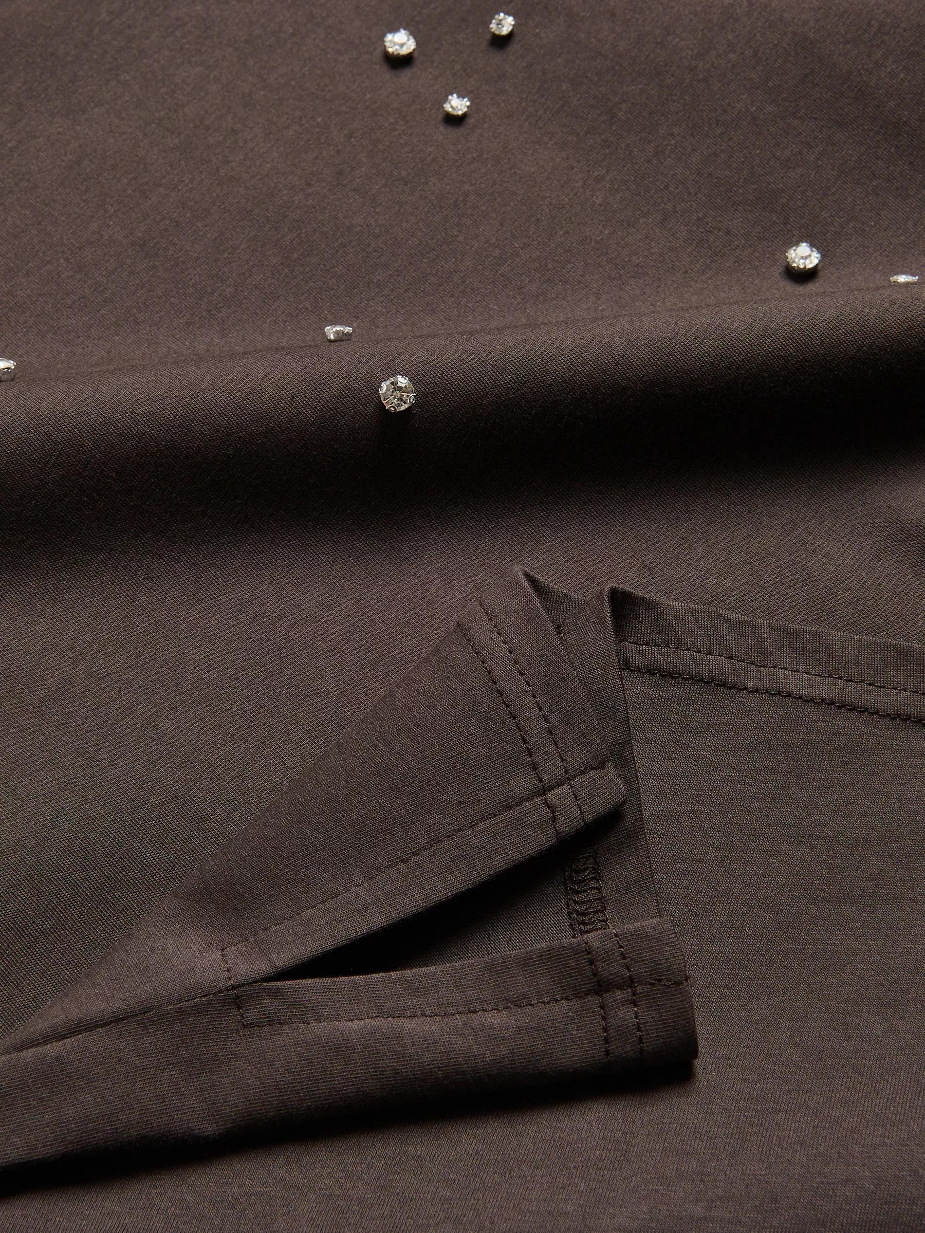 Brown Cotton T-Shirt With Application, Brown, large image number 1