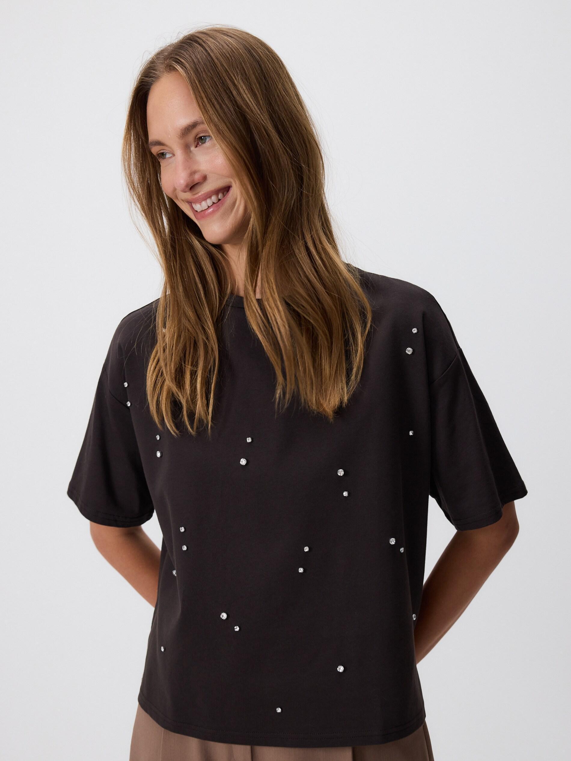 Brown Cotton T-Shirt With Application, Brown, large image number 2