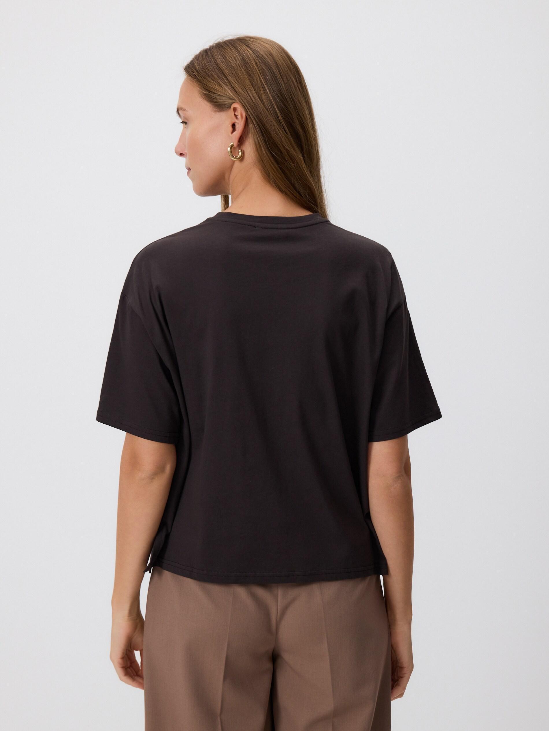Brown Cotton T-Shirt With Application, Brown, large image number 3
