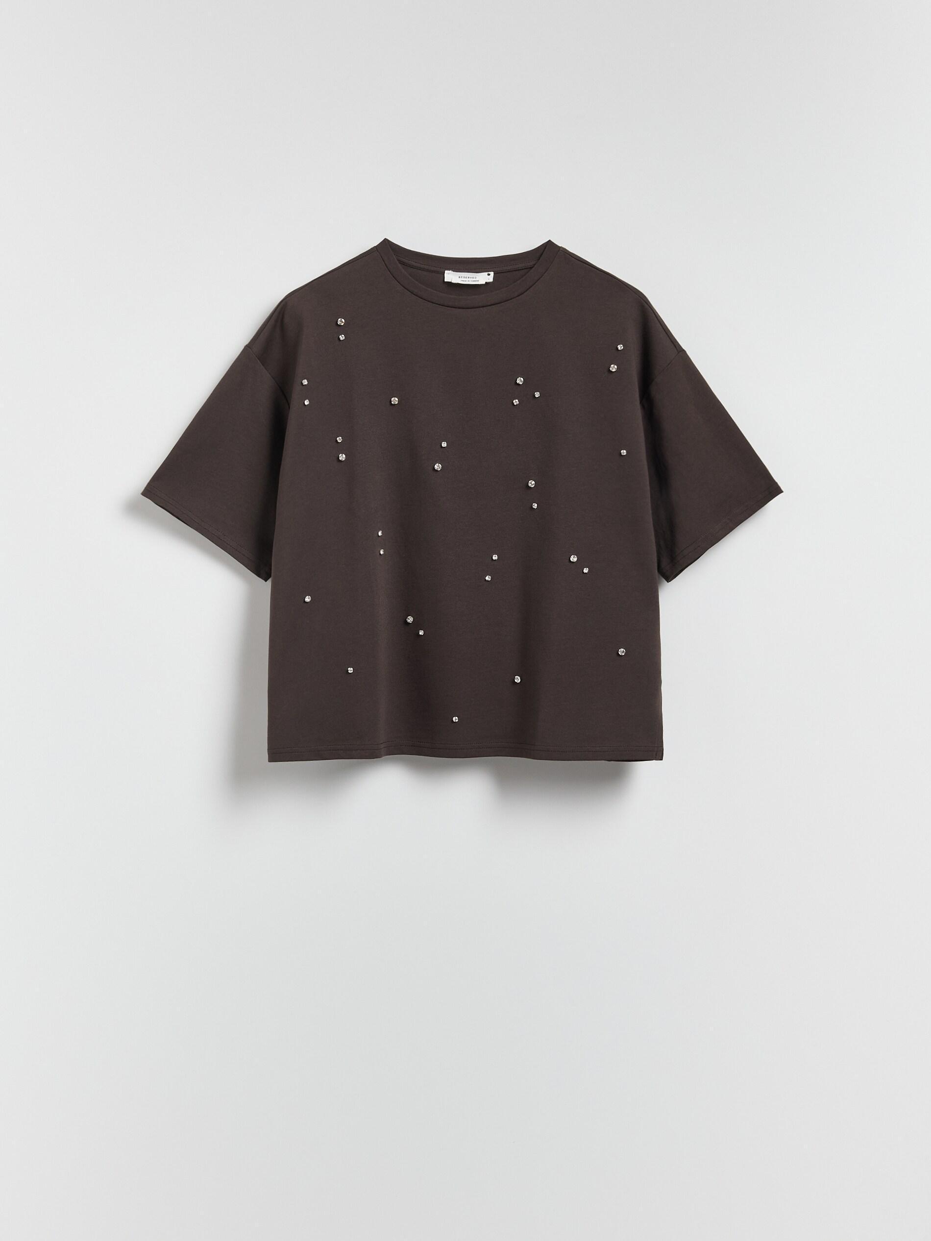 Brown Cotton T-Shirt With Application, Brown, large image number 4