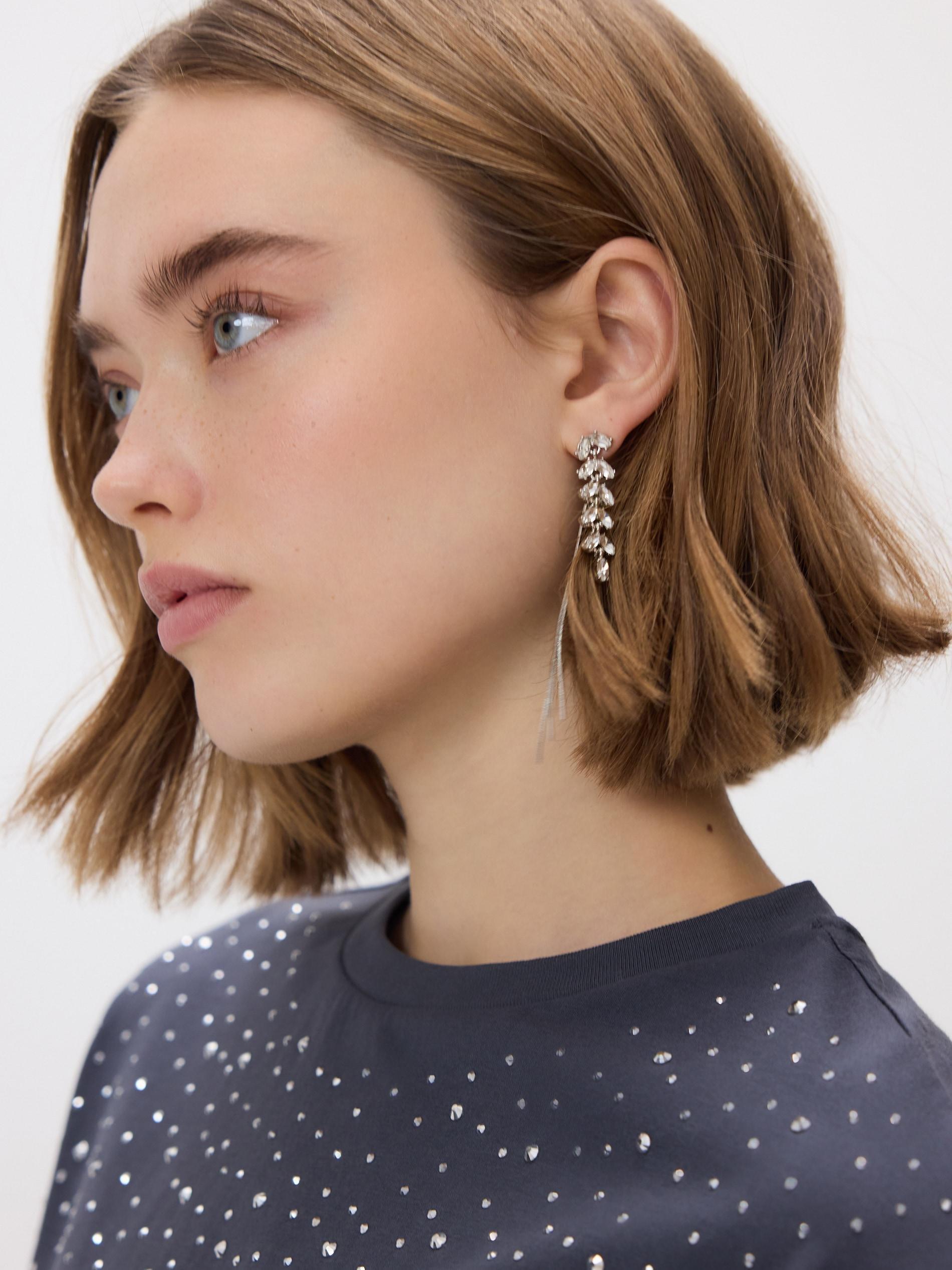 DARK GREY T-shirt with rhinestones, Grey, large image number 1