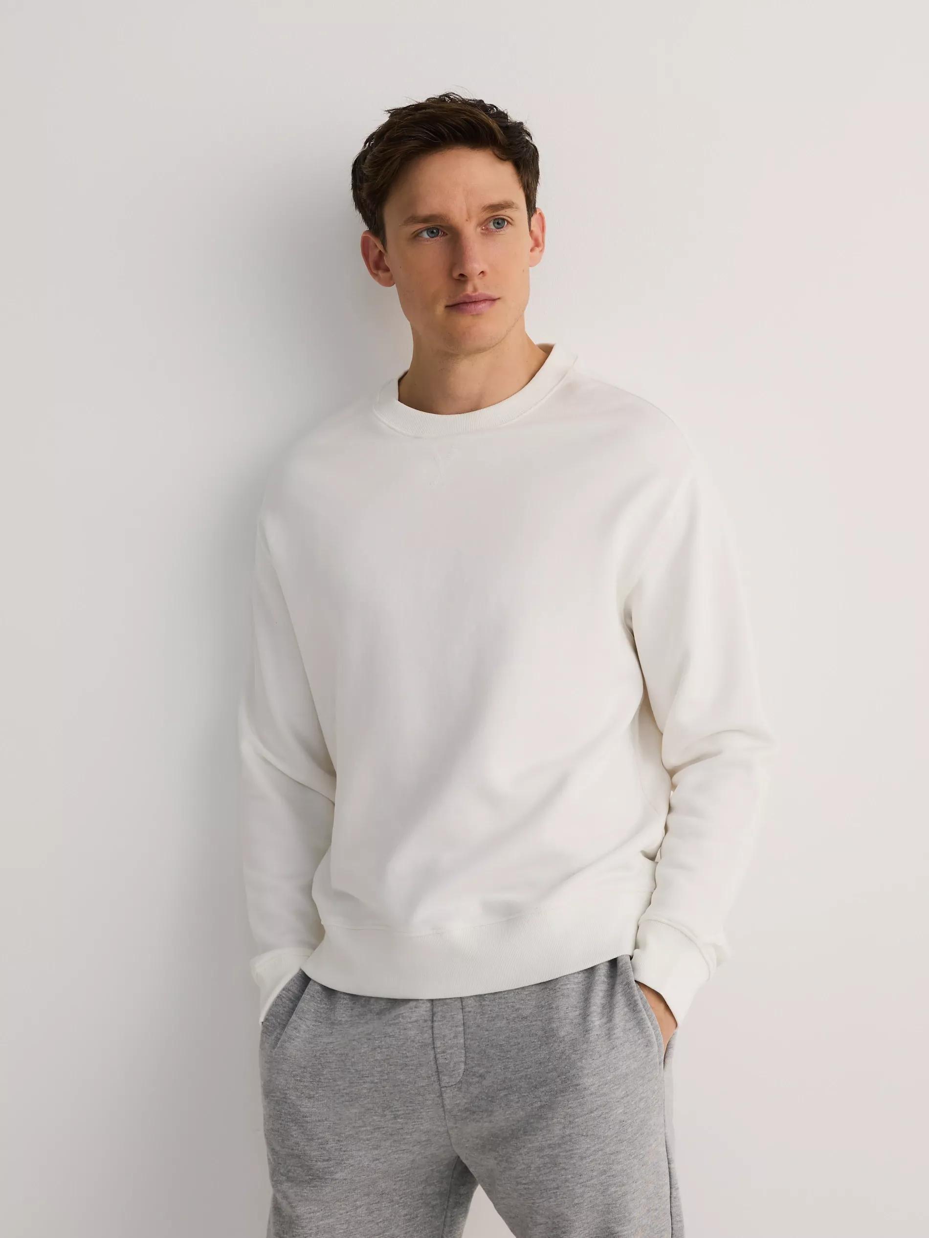 Cream Oversized Sweatshirt With High Cotton Content, , large image number 0