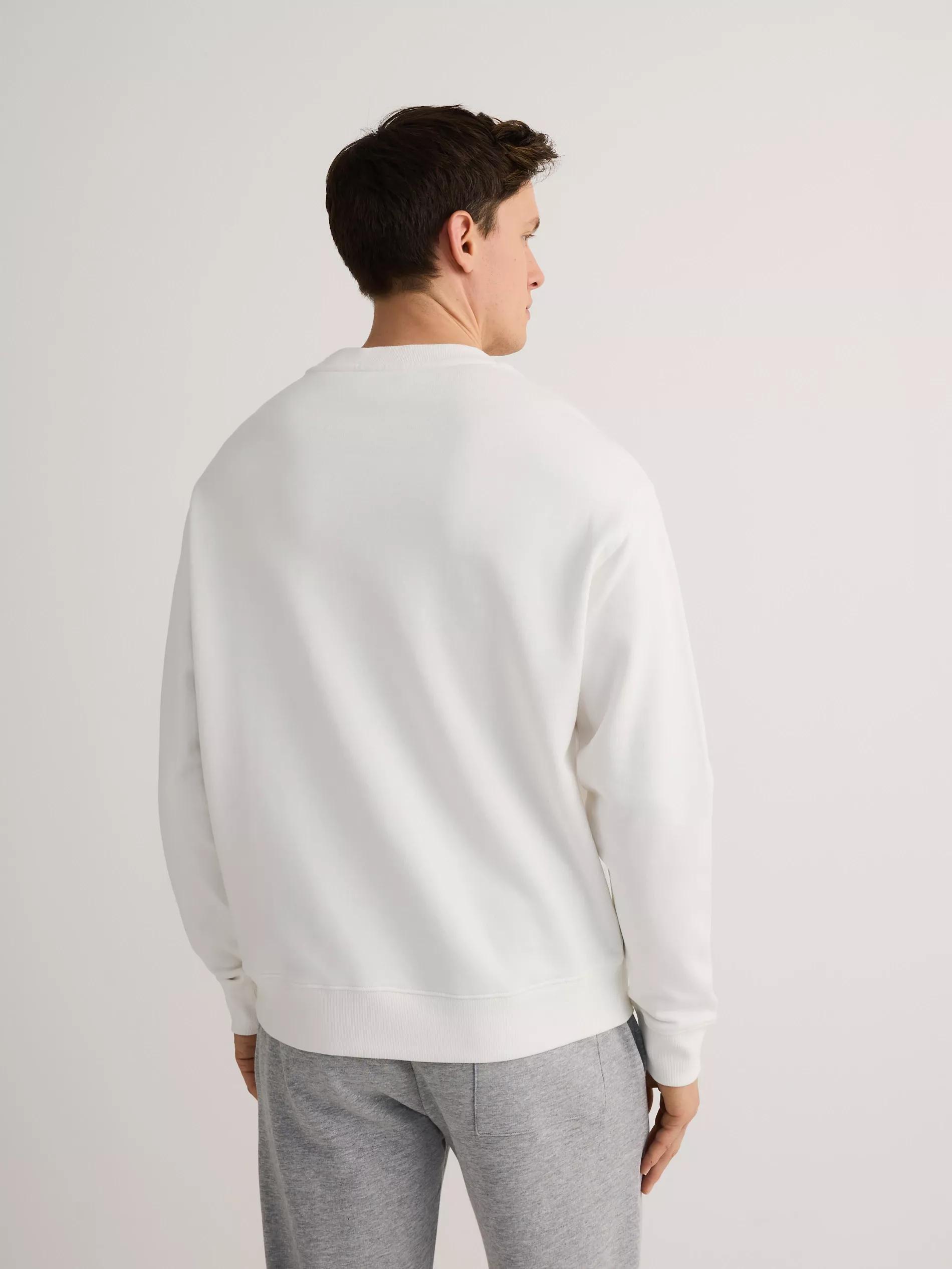 Cream Oversized Sweatshirt With High Cotton Content, , large image number 3