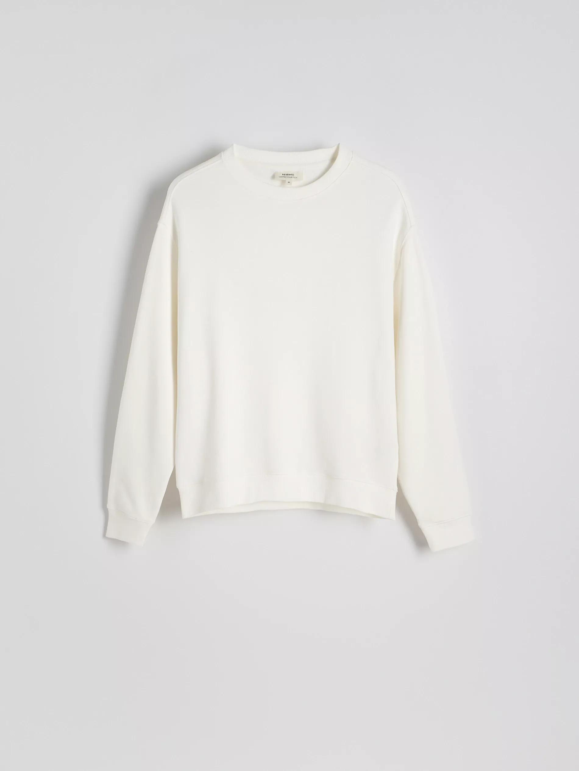 Cream Oversized Sweatshirt With High Cotton Content, , large image number 4