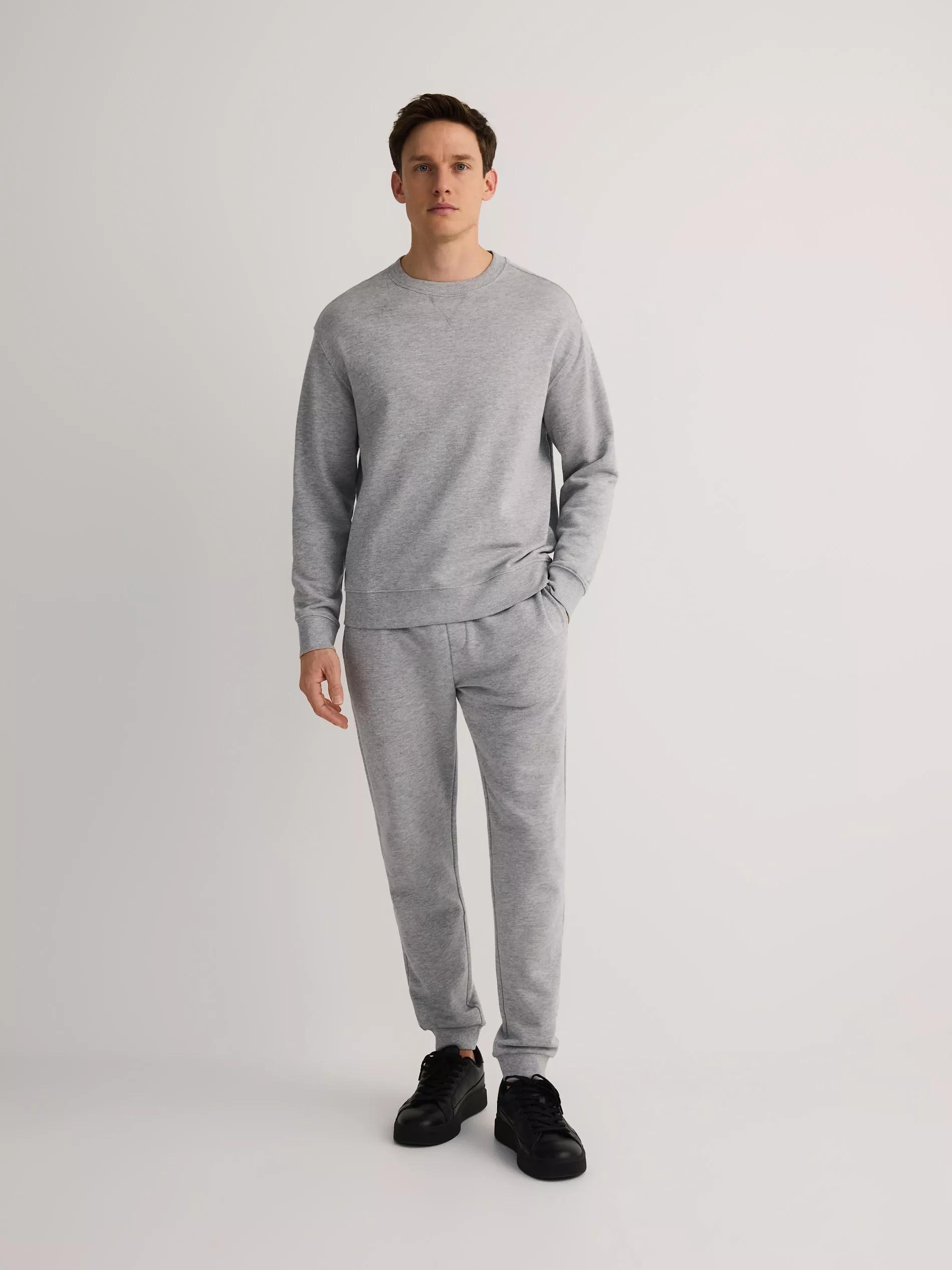 Grey Oversized Sweatshirt With High Cotton Content, , large image number 1