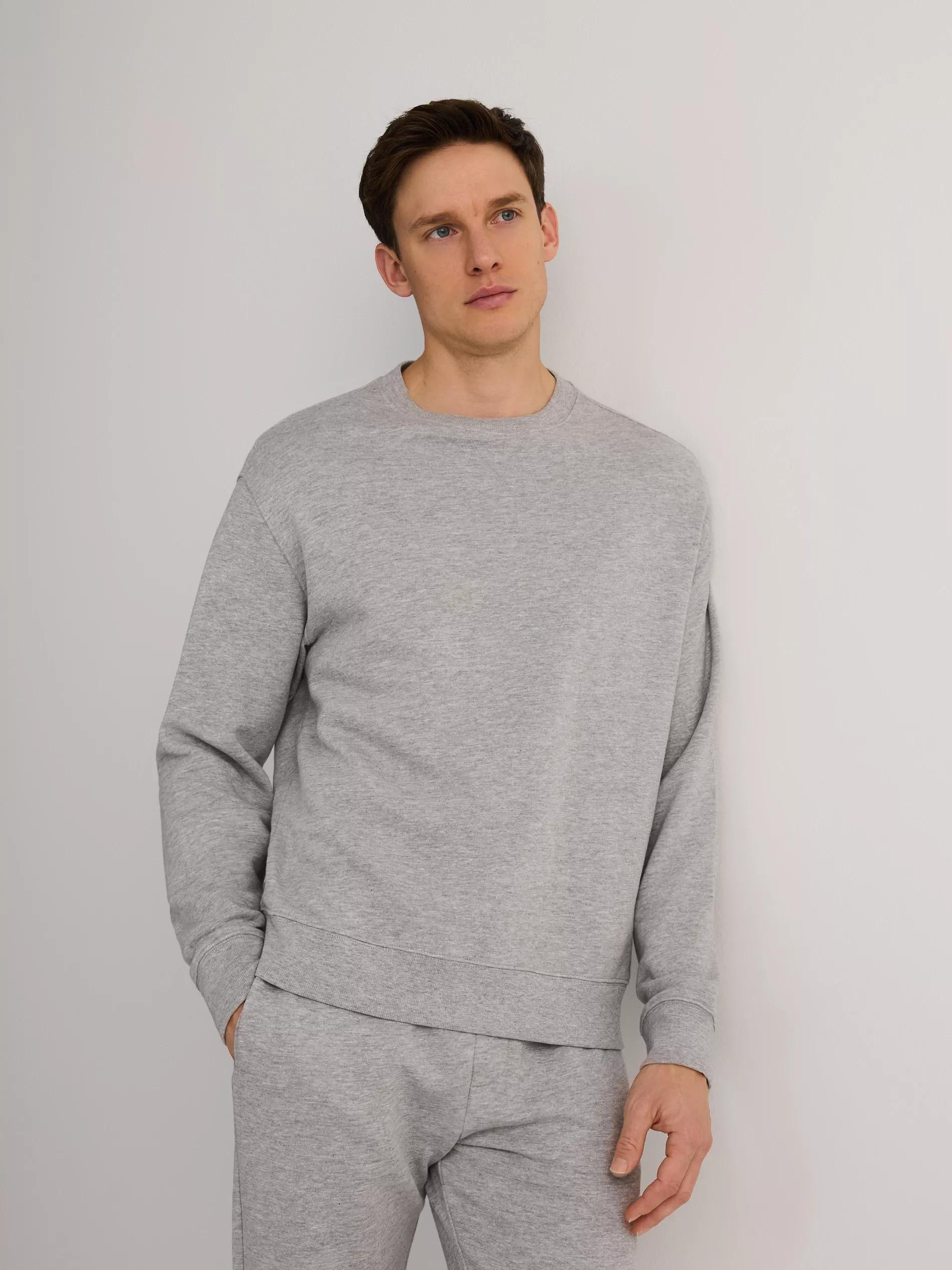 Grey Oversized Sweatshirt With High Cotton Content, , large image number 2