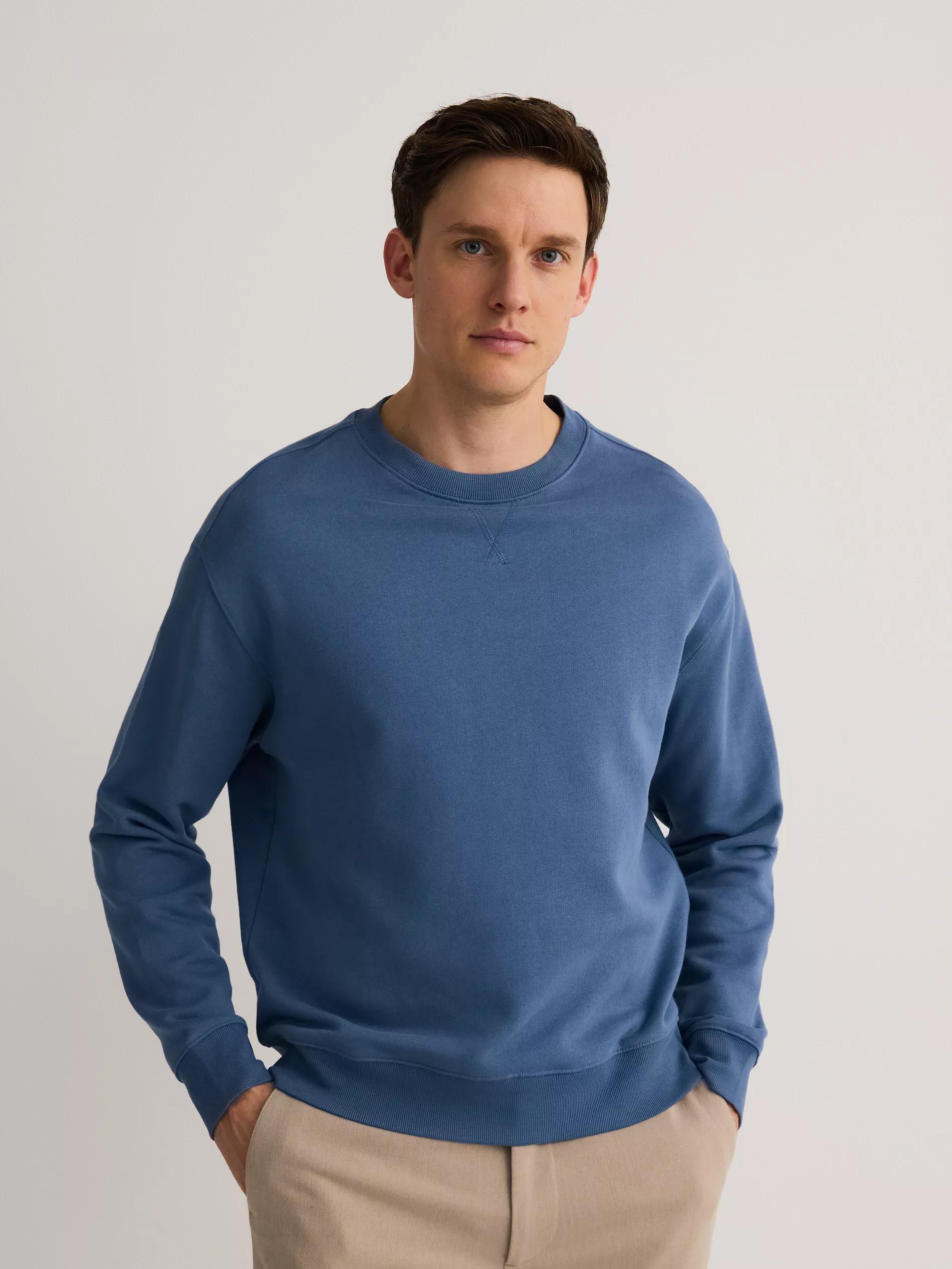 Blue Oversized Cotton Rich Sweatshirt, , large image number 0