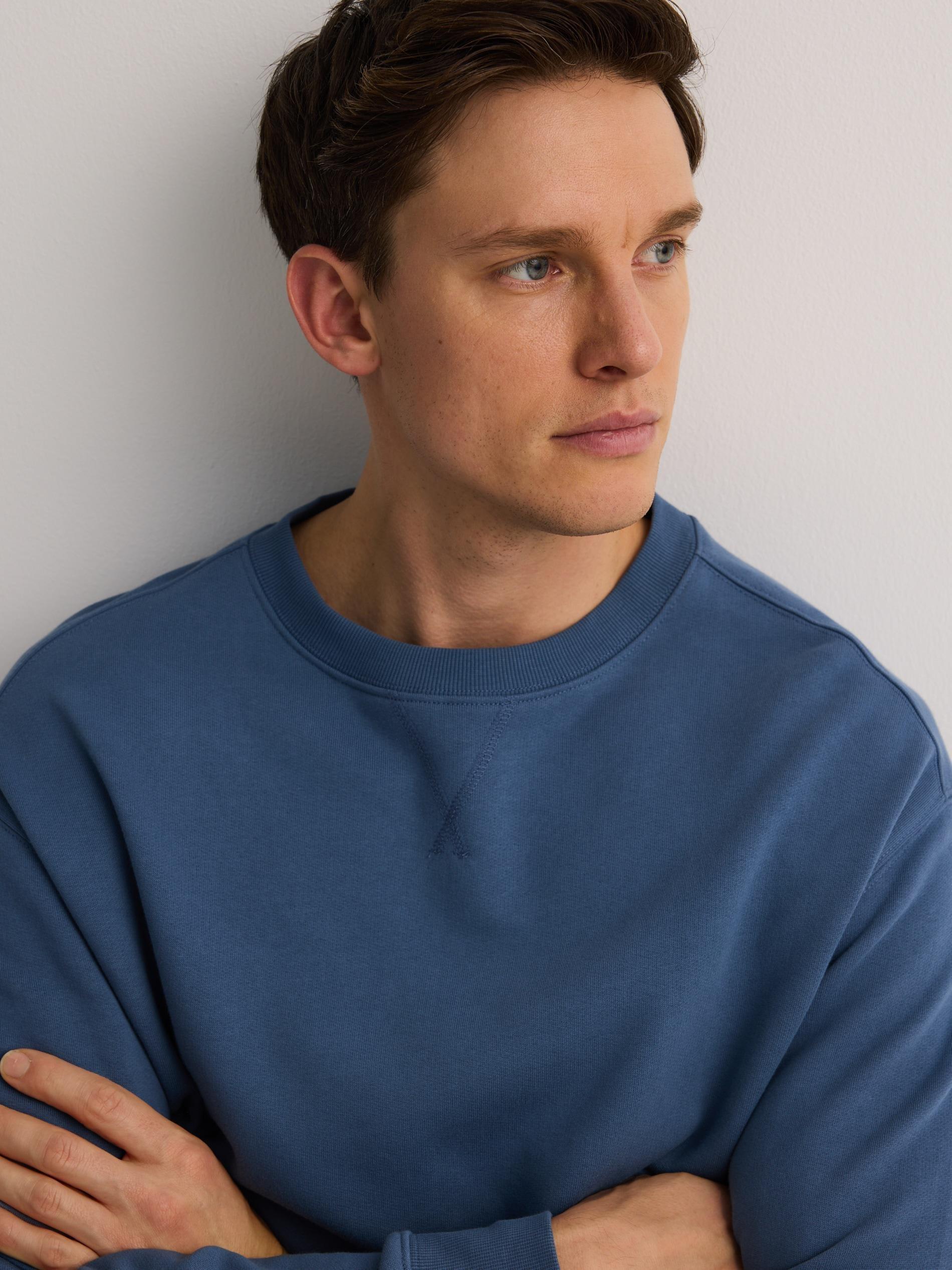 Blue Oversized Cotton Rich Sweatshirt, , large image number 1