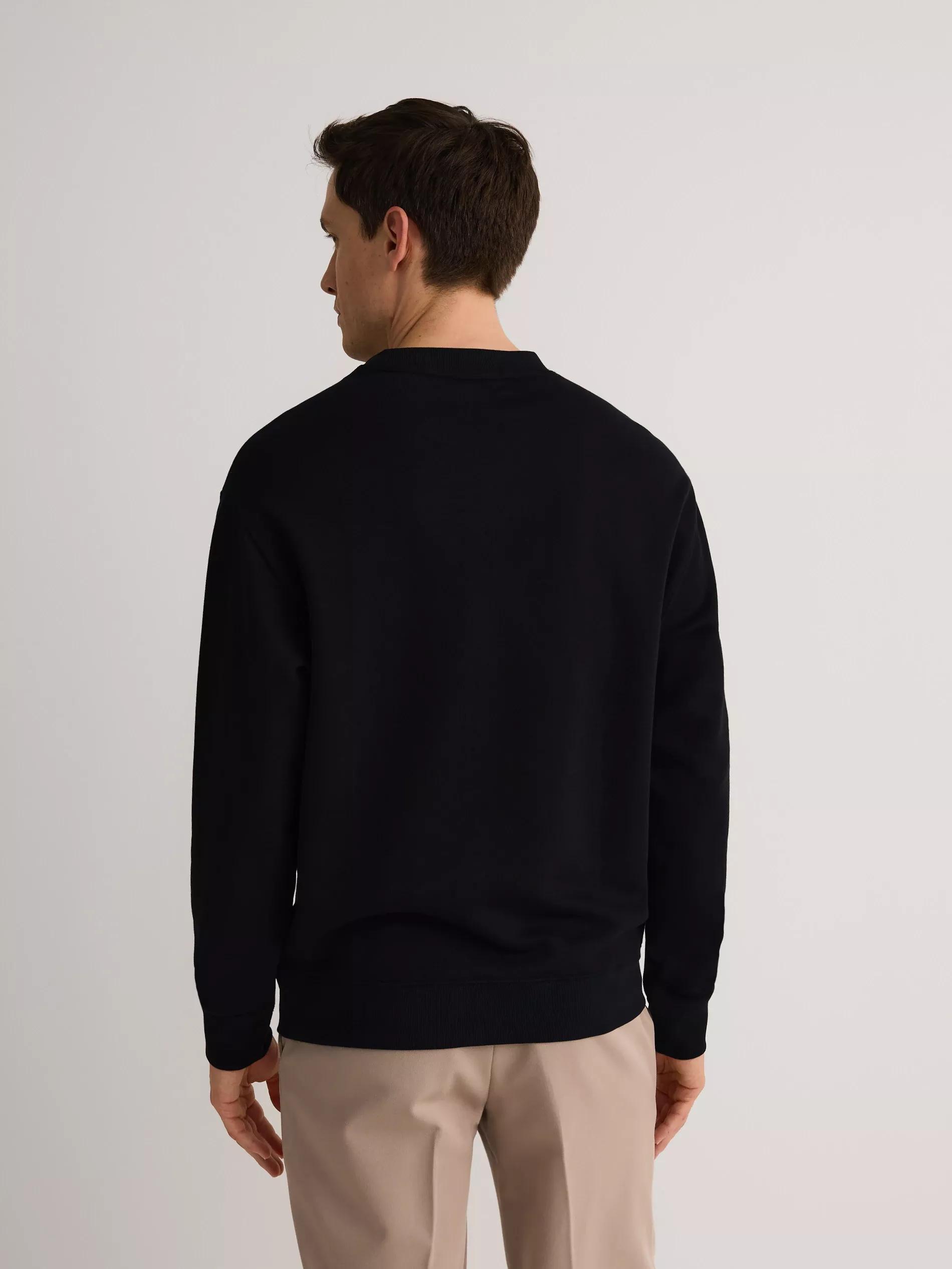 Black Oversized Sweatshirt With High Cotton Content, , large image number 3
