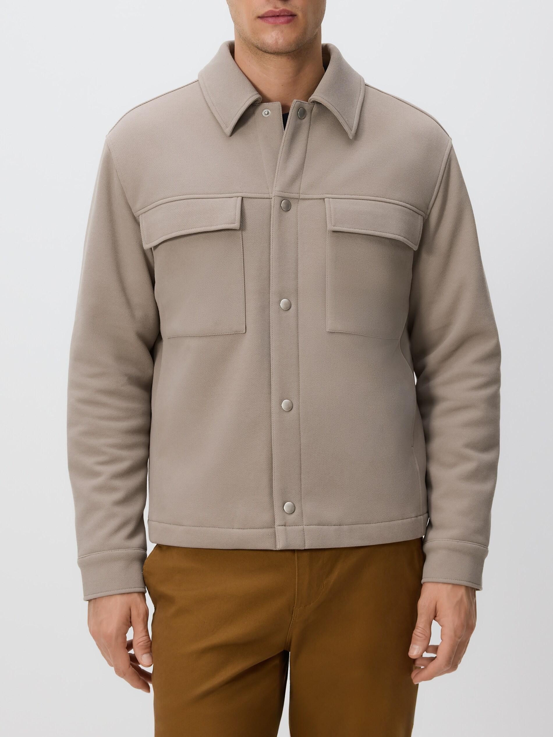 Grey Shacket With Collar, Light grey, medium