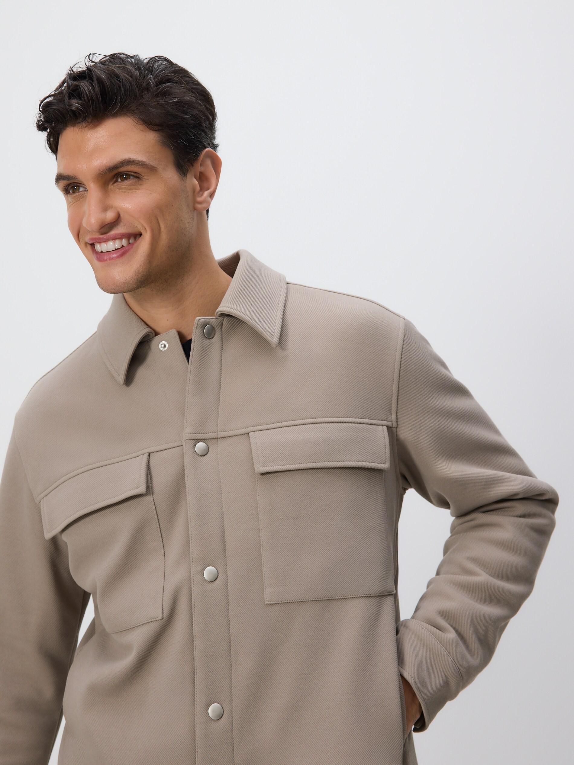 Grey Shacket With Collar, Light grey, large image number 2