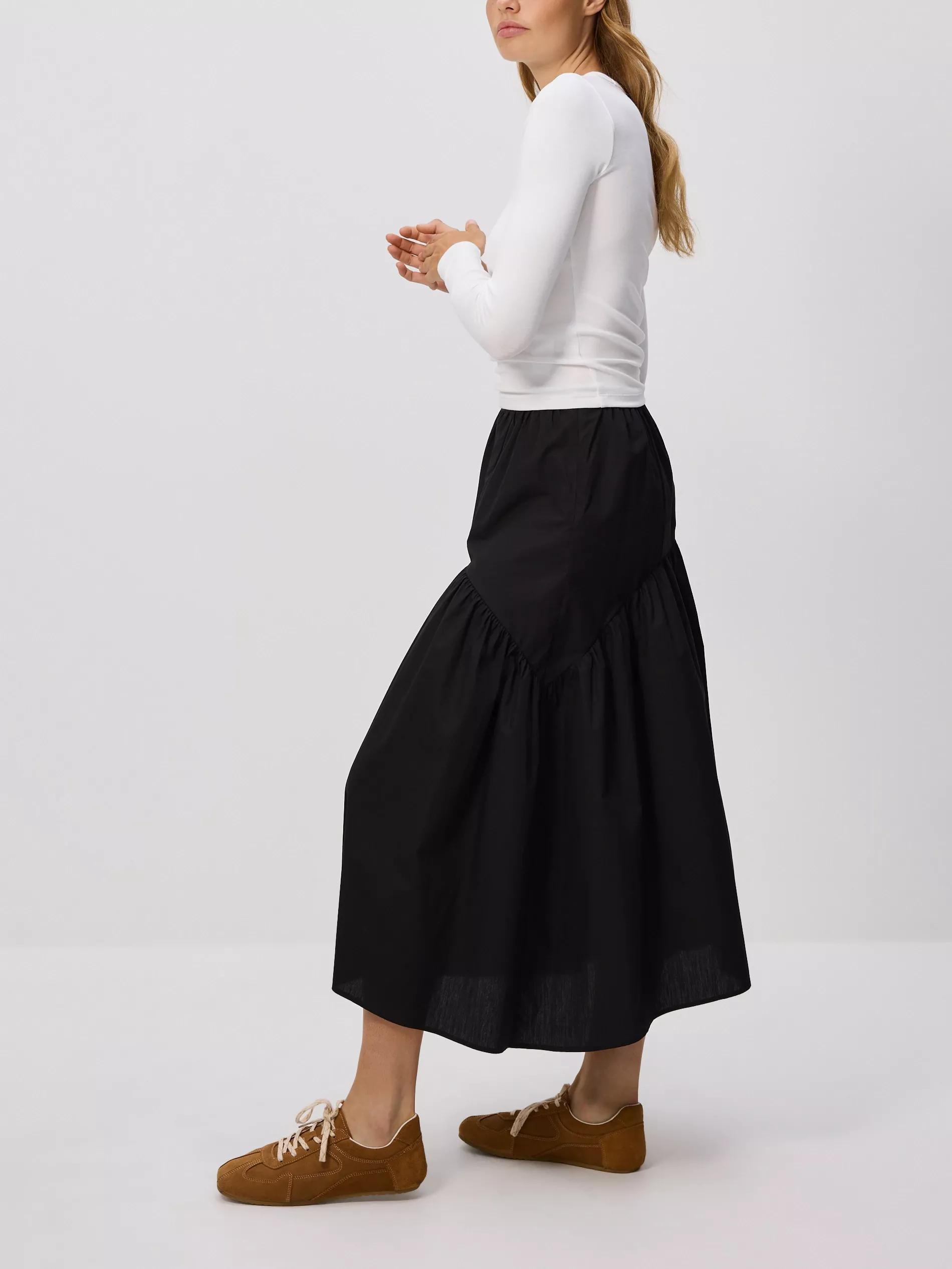 Black Ruched Skirt, Black, medium