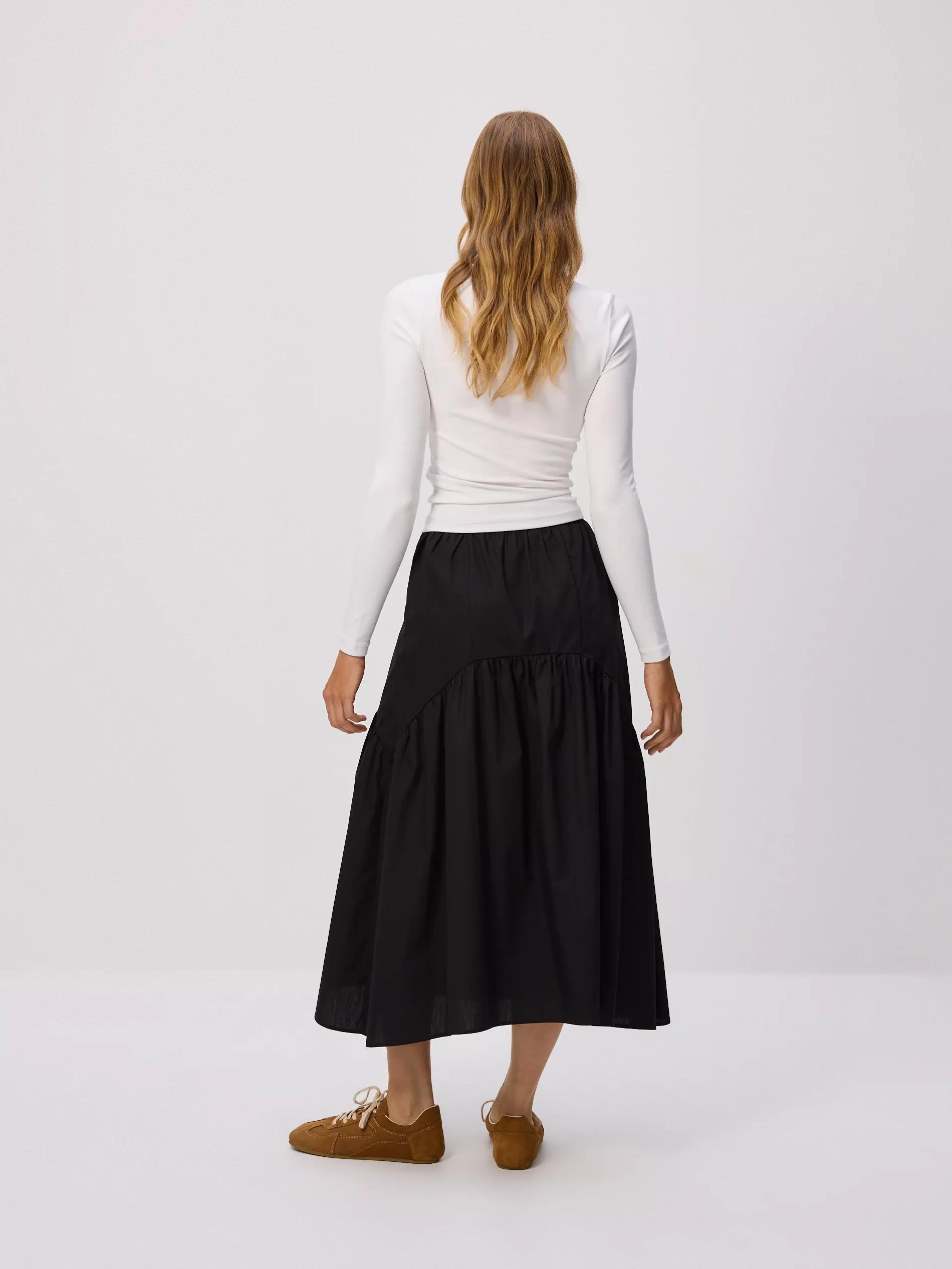 Black Ruched Skirt, Black, medium