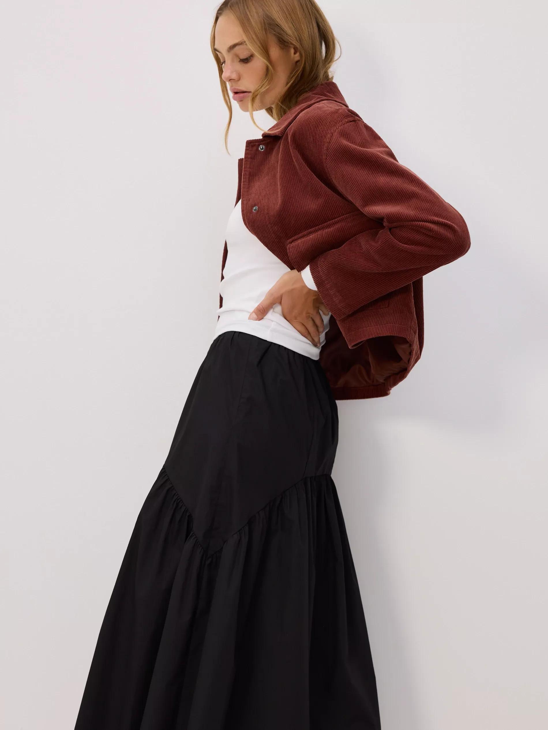 Black Ruched Skirt, Black, medium