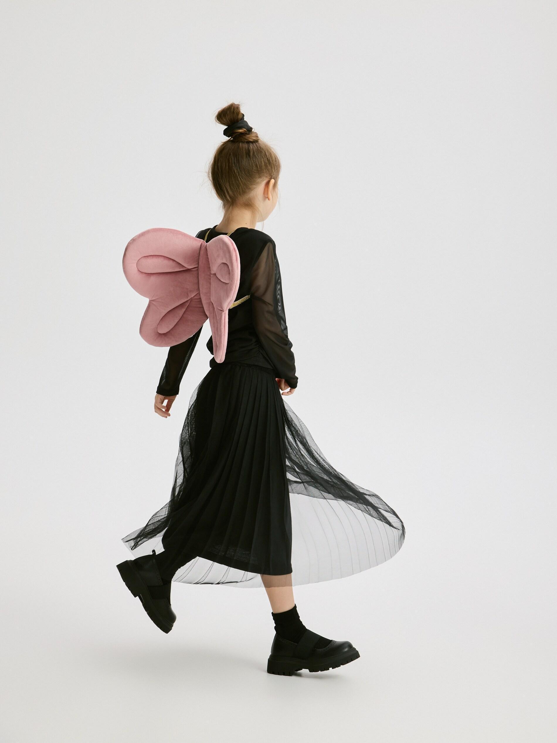 Black 2-Layer Blouse, Kids Girls, Black, medium