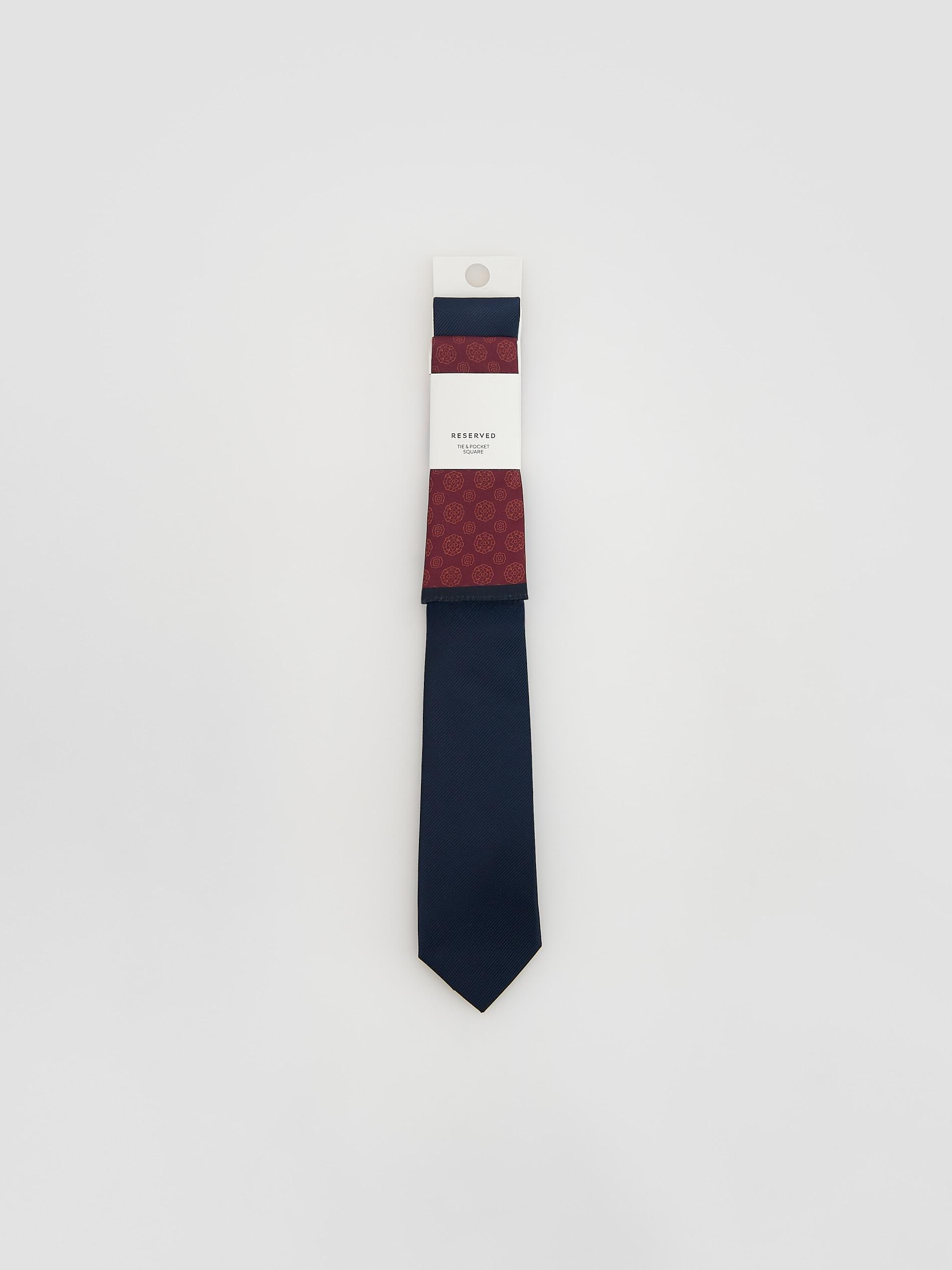 Navy Tie With Pocket Square, Navy, large image number 0