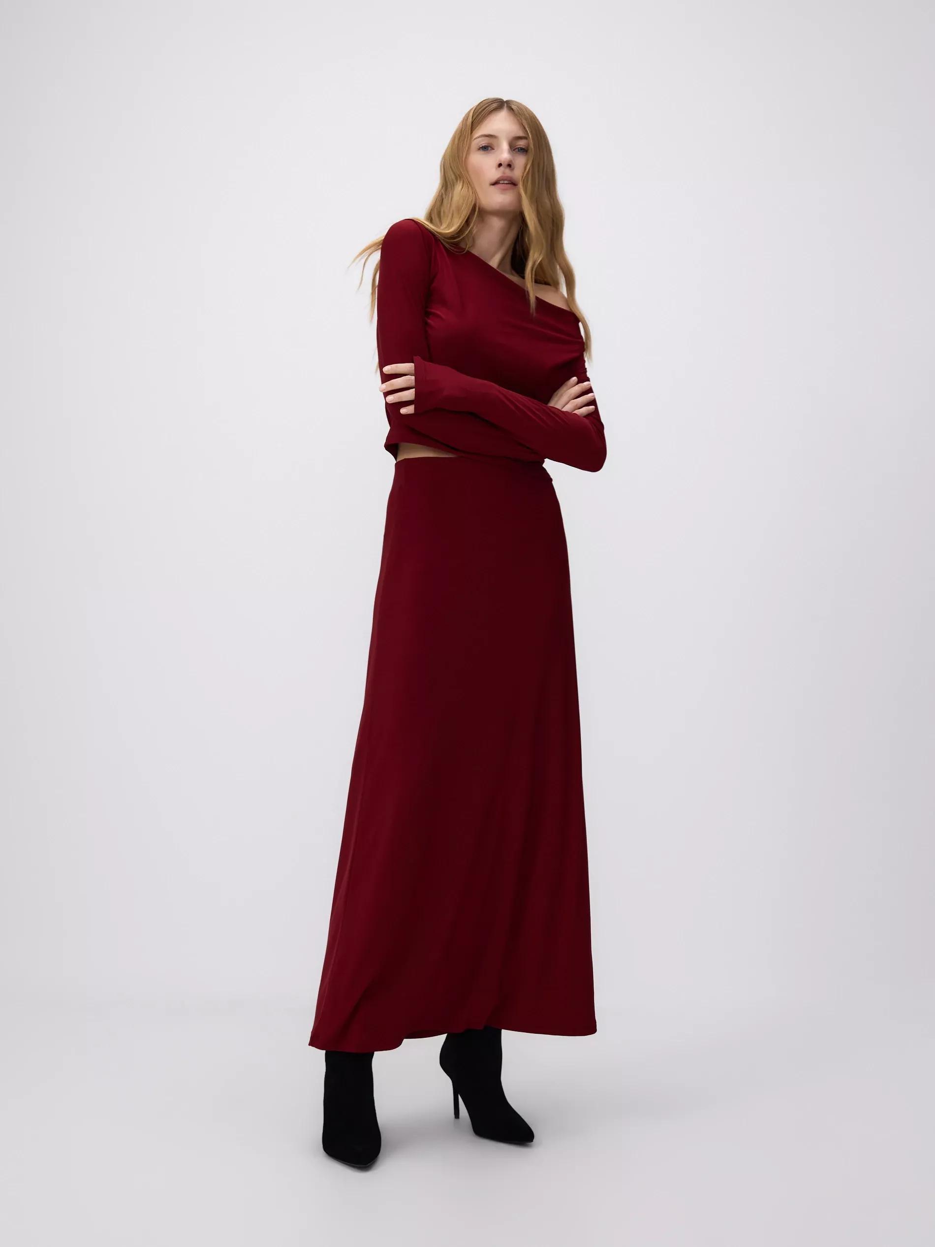 Maroon Draped Neck Top, , large image number 1