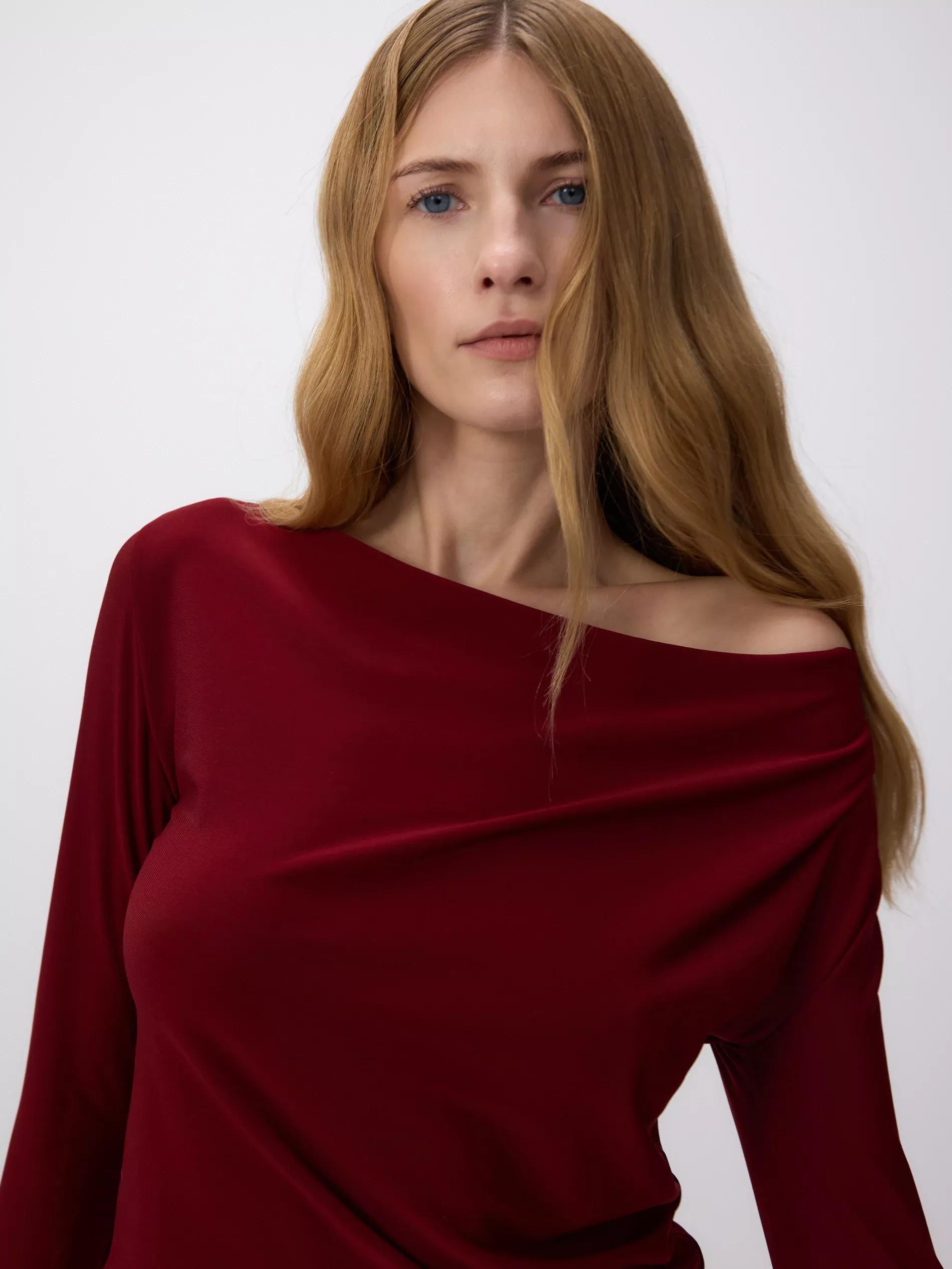 Maroon Draped Neck Top, , large image number 2