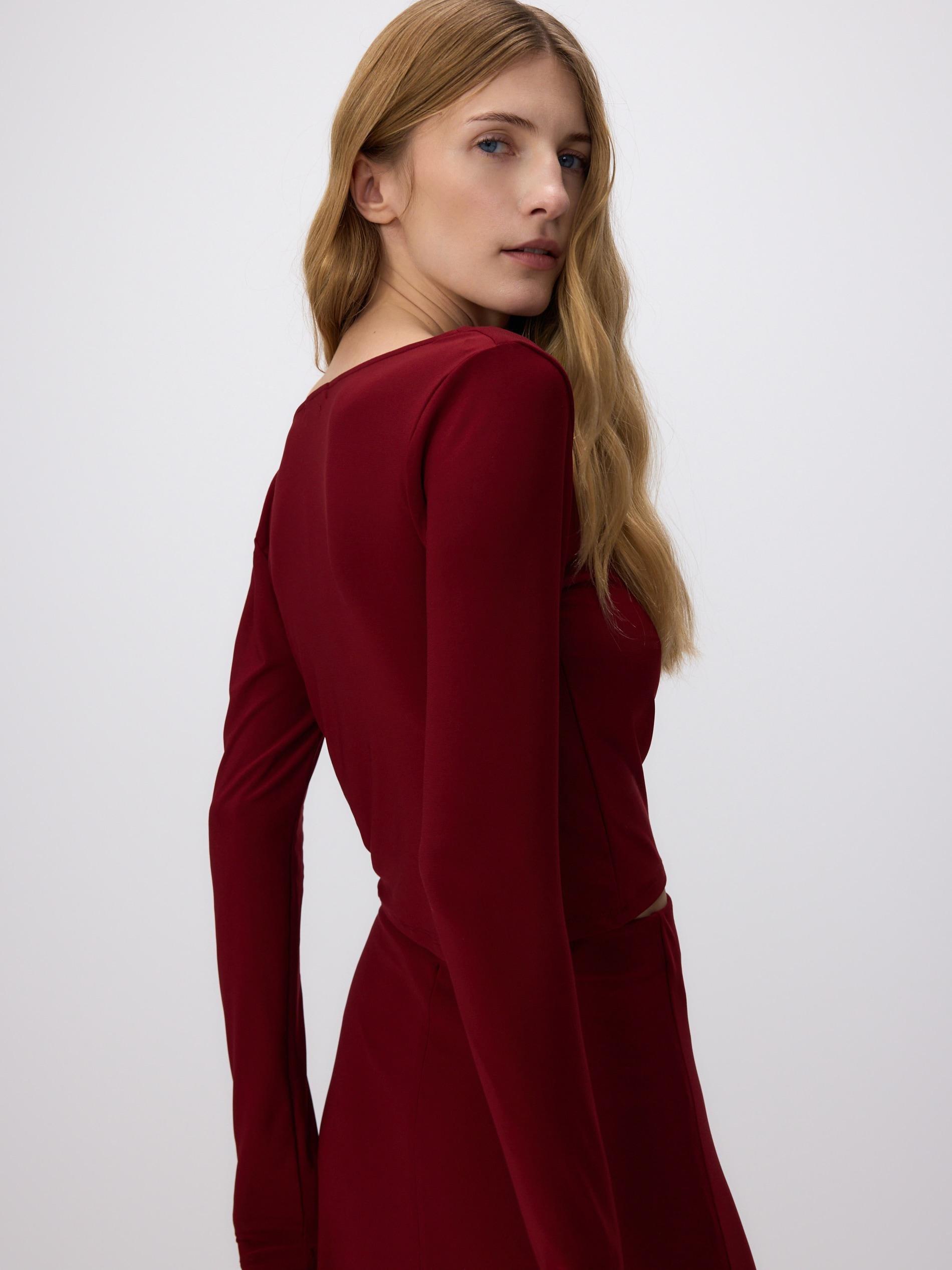 Maroon Draped Neck Top, , large image number 3