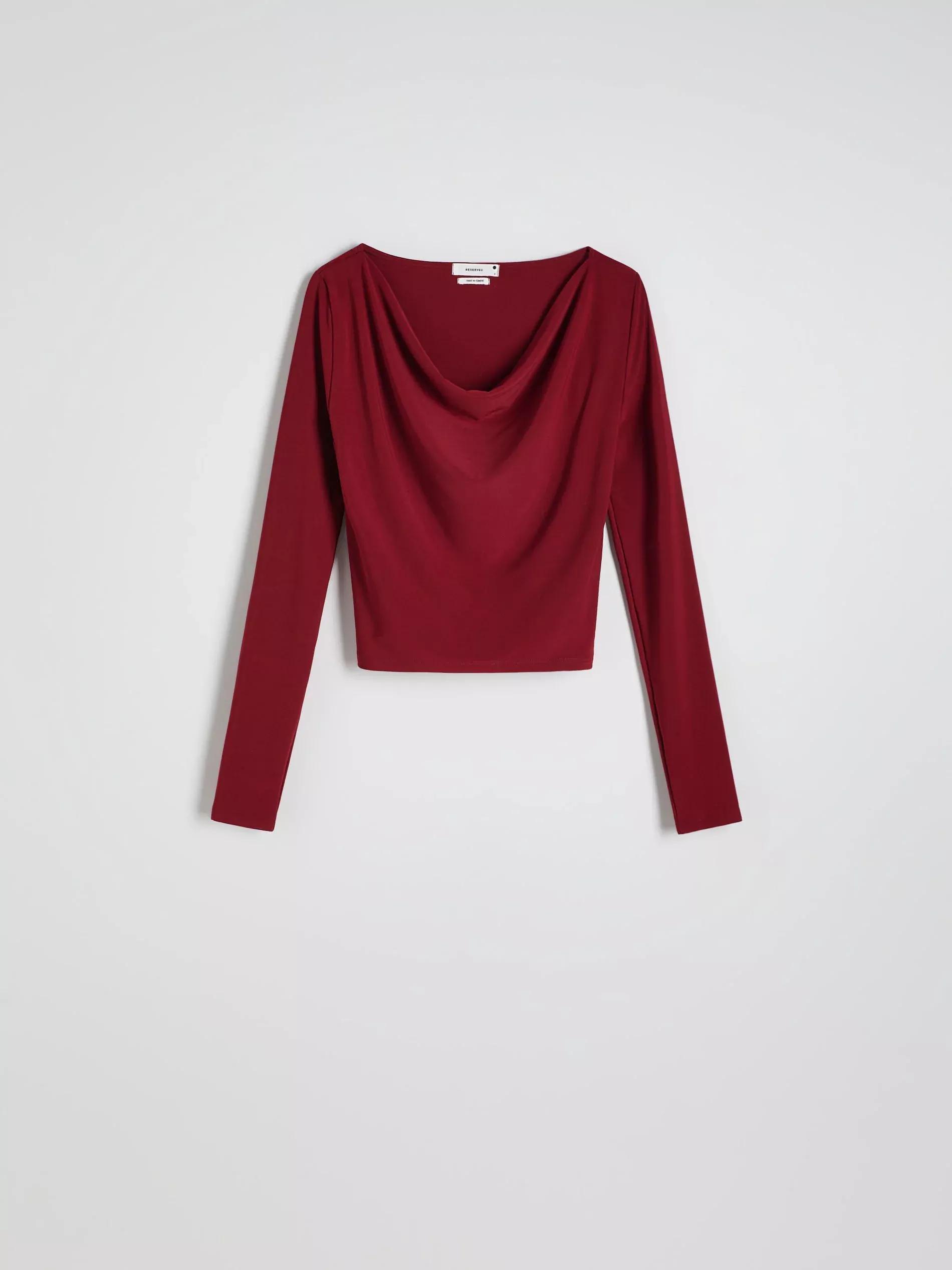 Maroon Draped Neck Top, , large image number 4