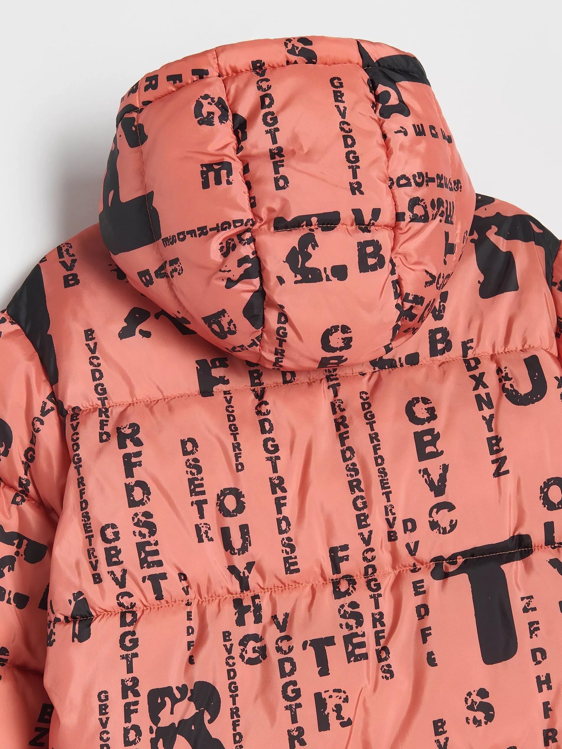 Orange Quilted Jacket With Hood, , large image number 4