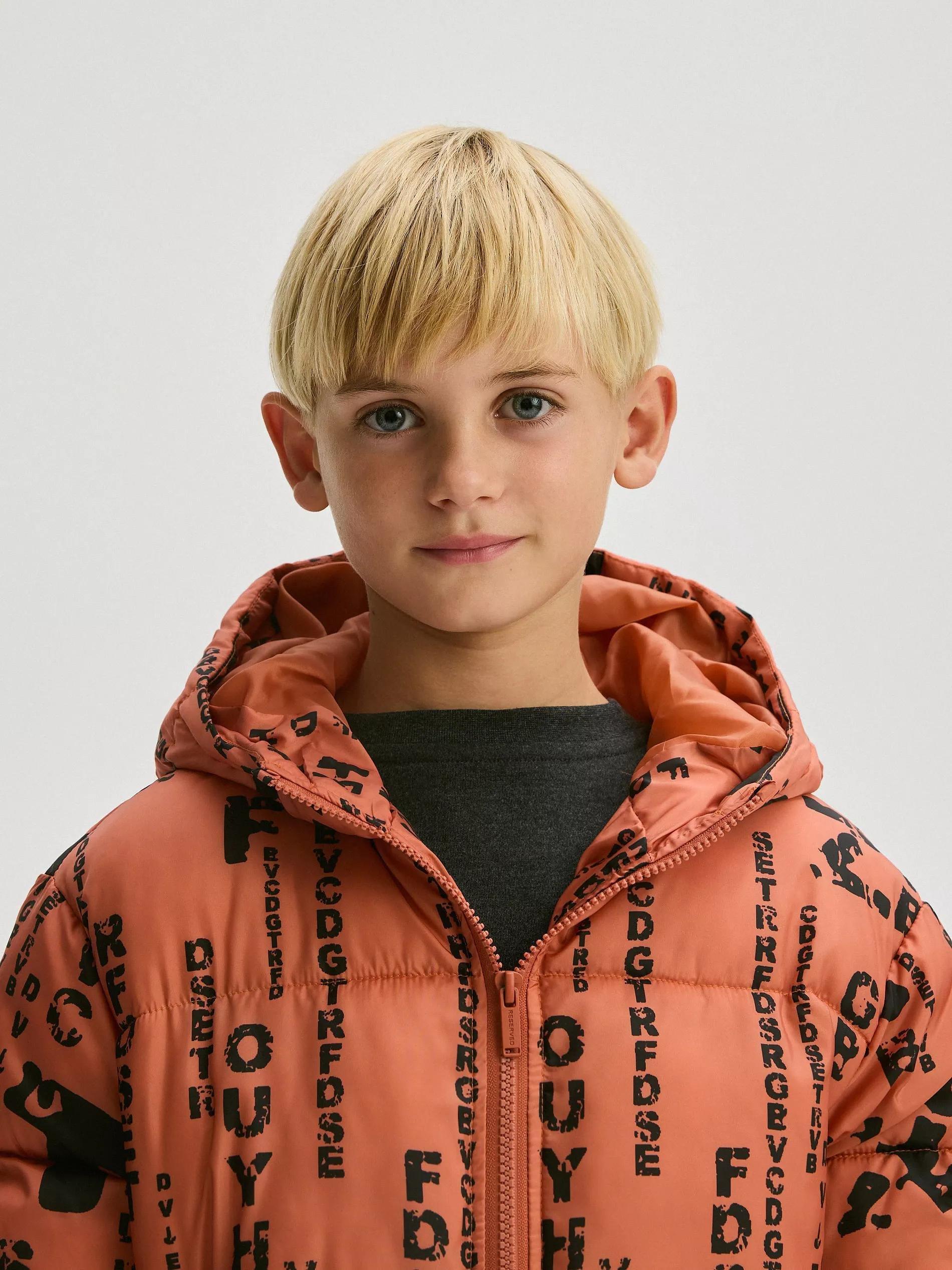 Orange Quilted Jacket With Hood, , large image number 6