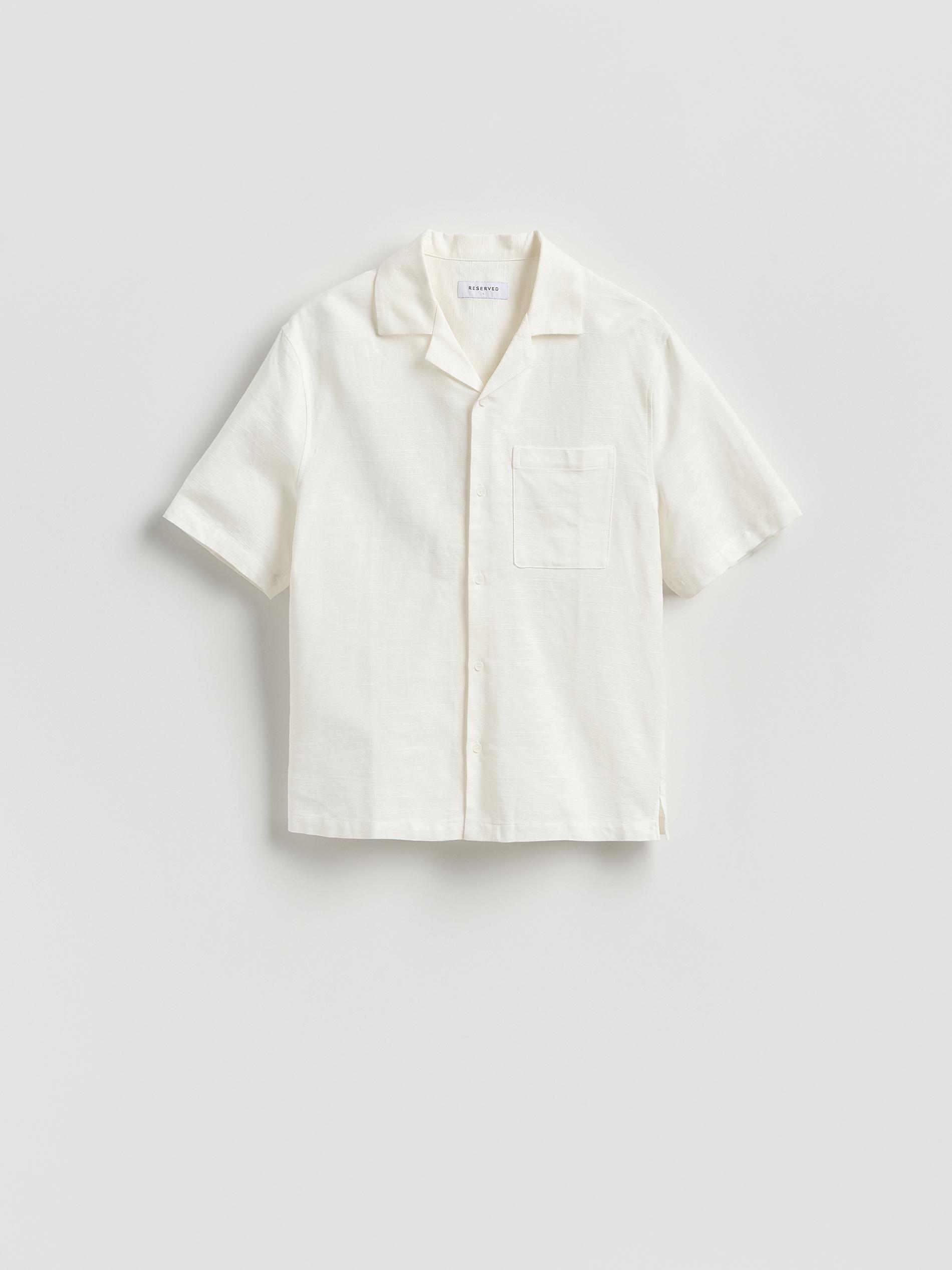 White Comfort Fit Shirt With Linen Blend, White, large image number 1