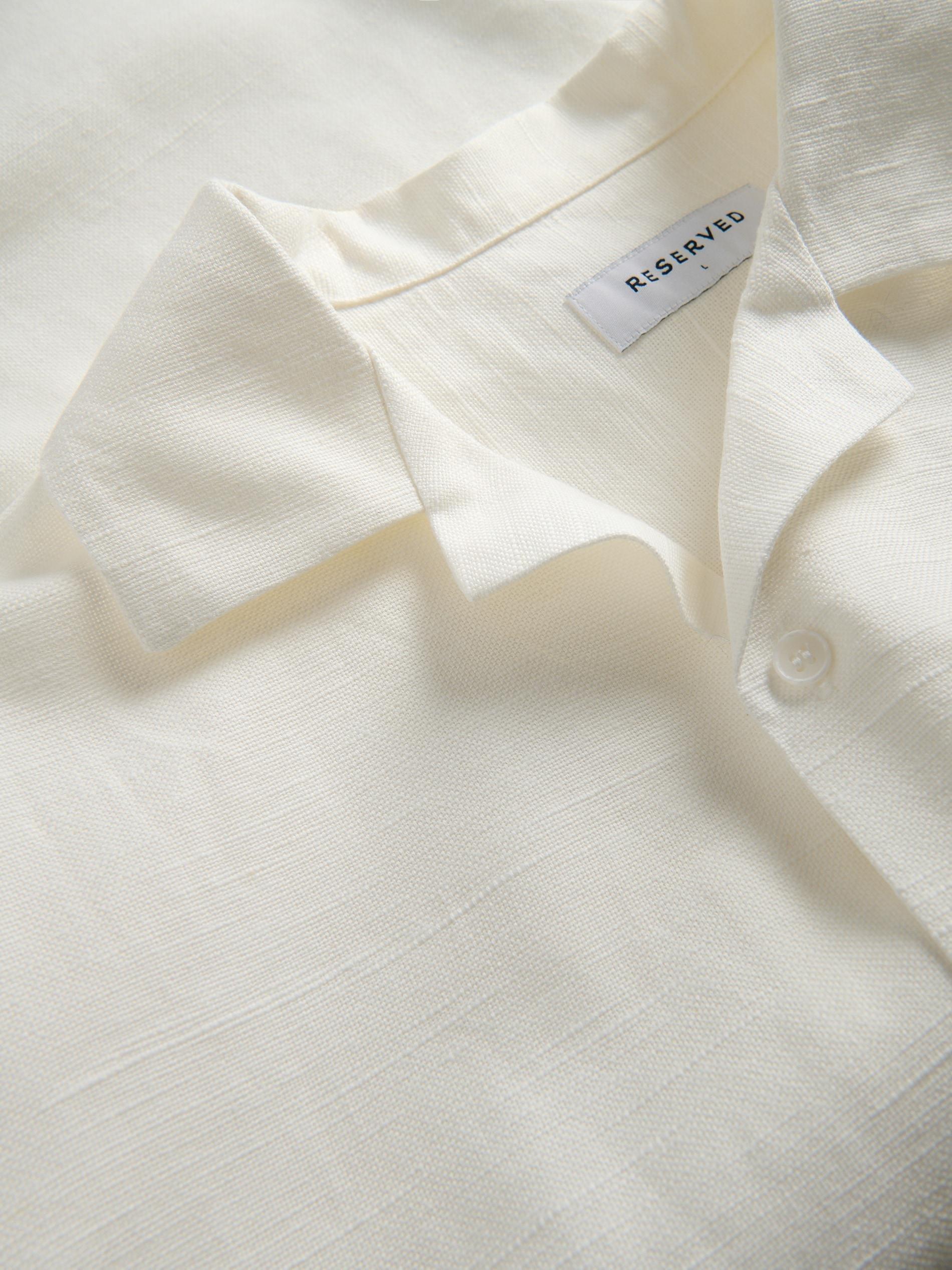 White Comfort Fit Shirt With Linen Blend, White, large image number 2
