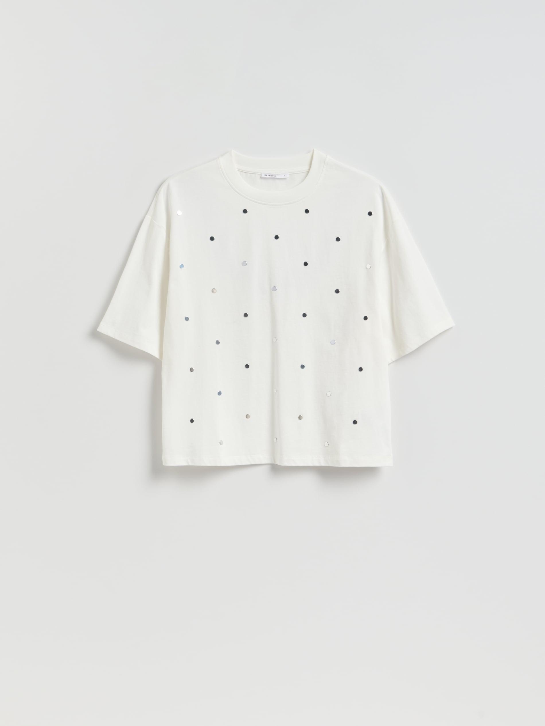White Cotton T-Shirt With Application, White, large image number 3