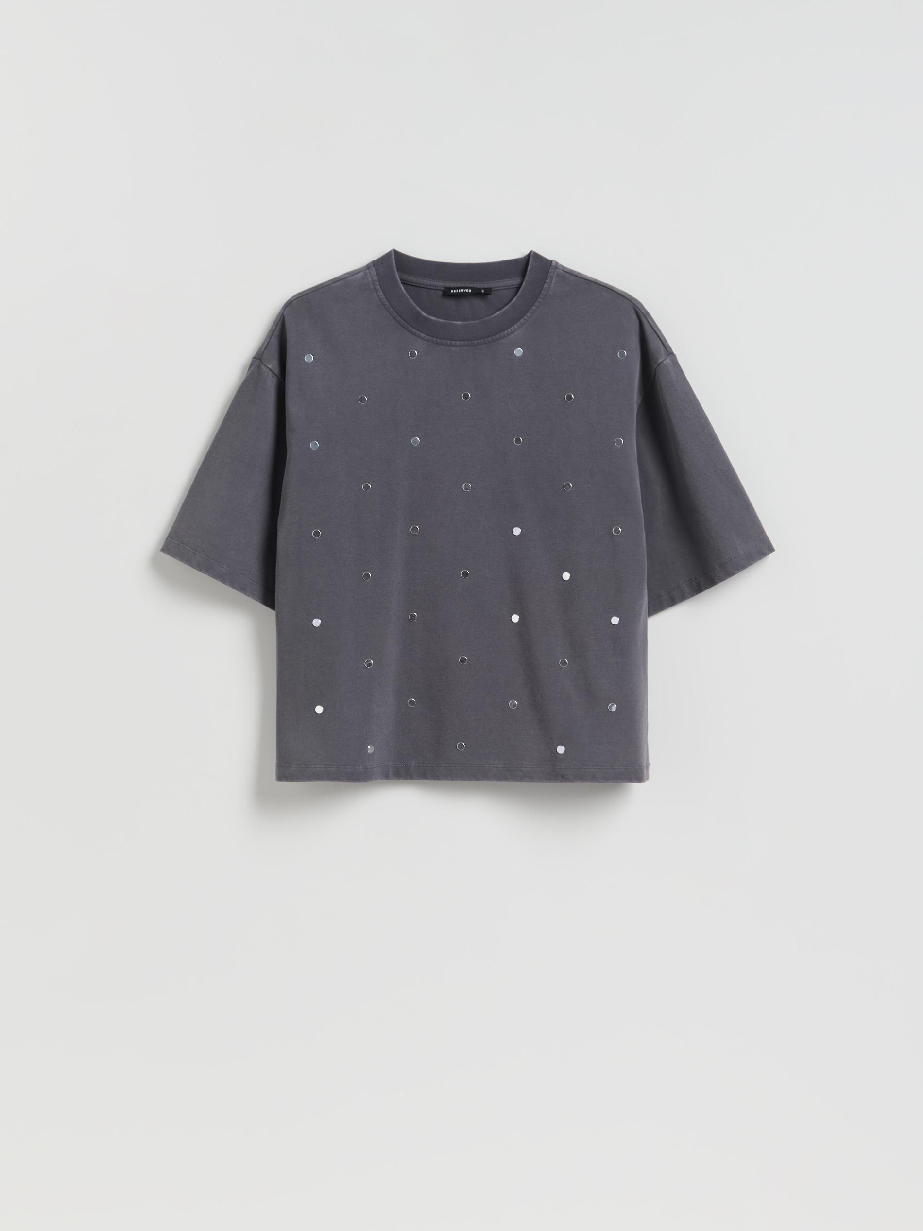Grey Cotton T-Shirt With Application, Grey, large image number 8