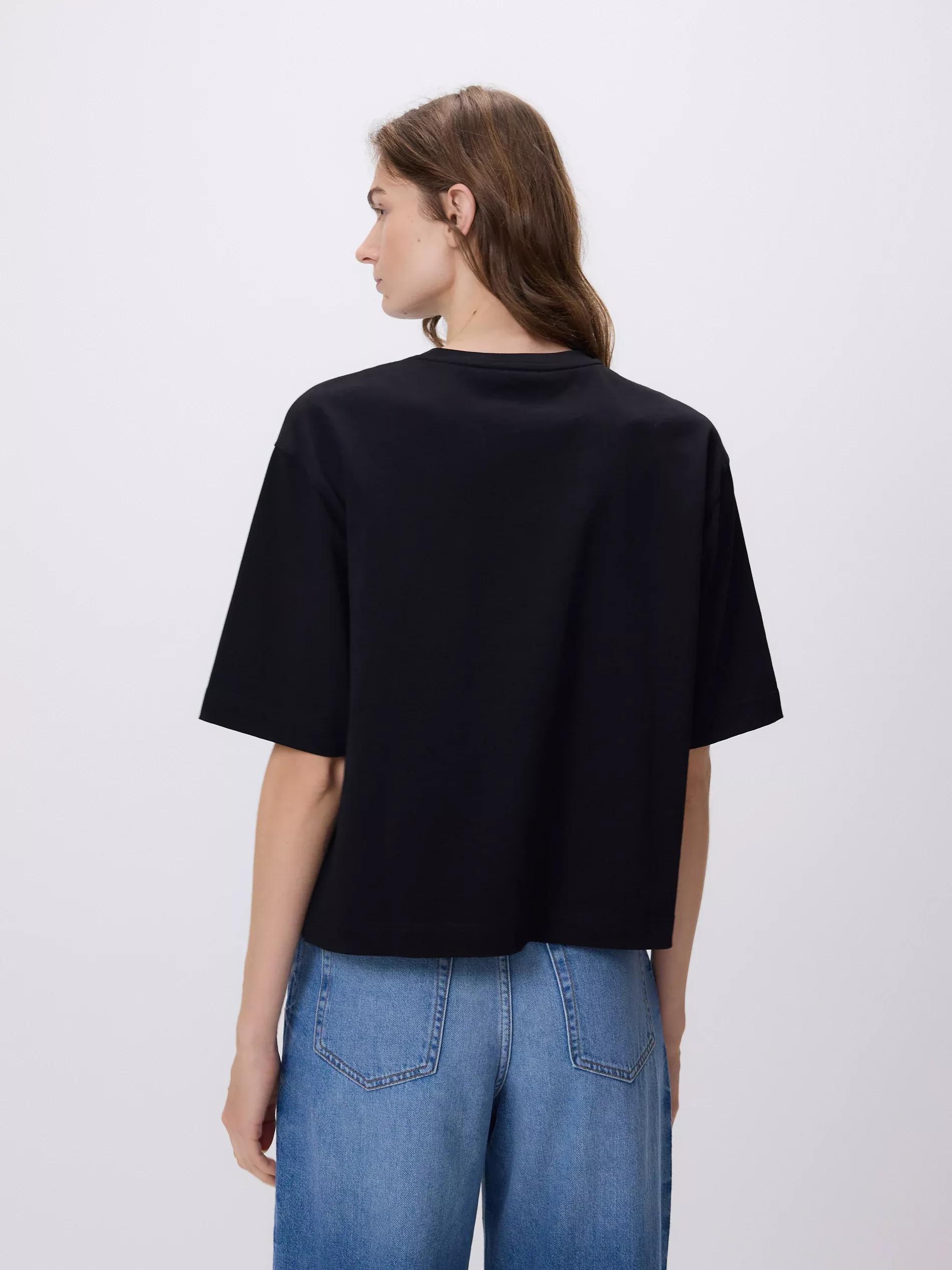 Black T-Shirt With Heart Applique, Black, large image number 5