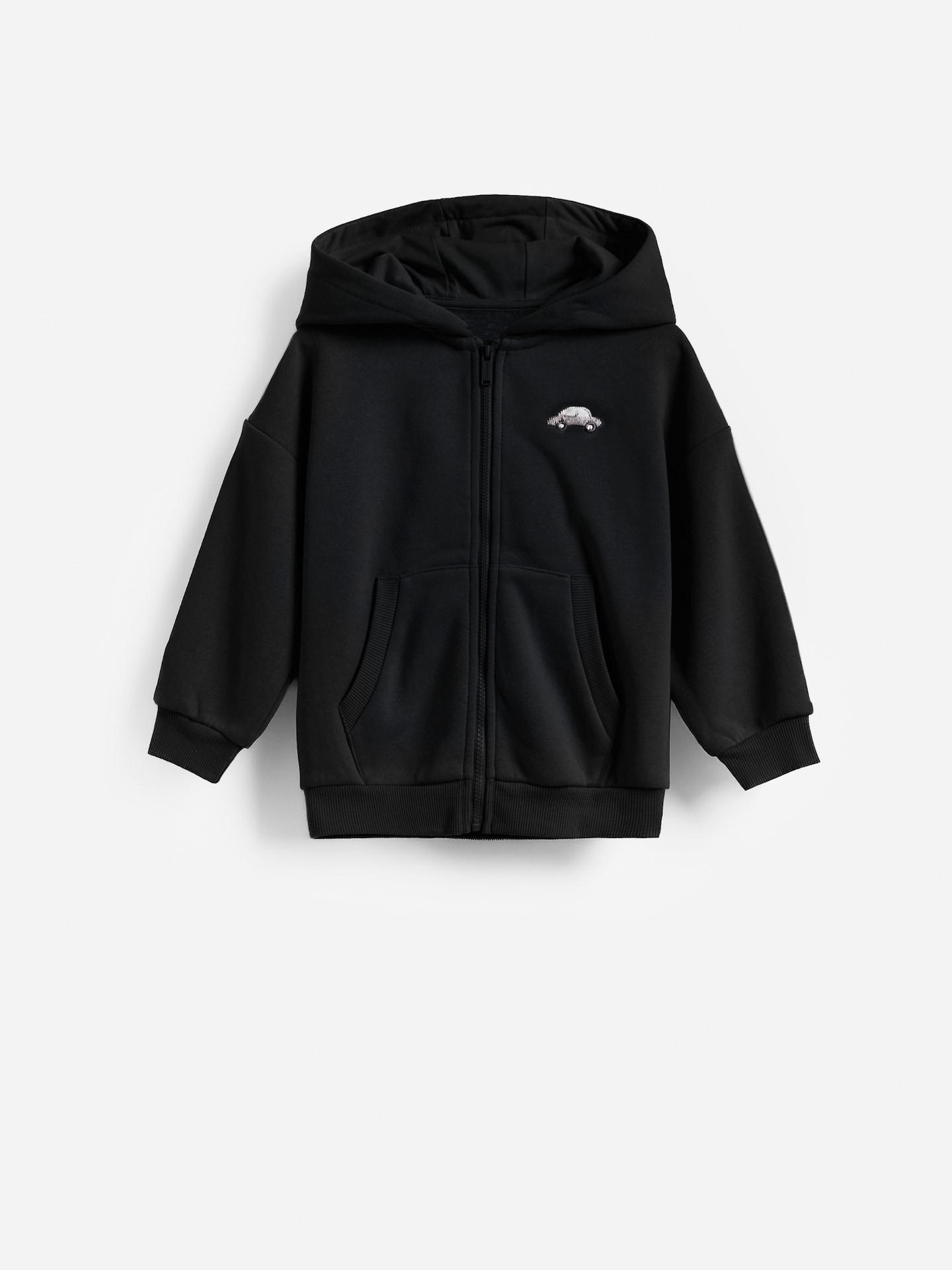 Black Oversized Cotton Rich Sweatshirt, Black, large image number 1