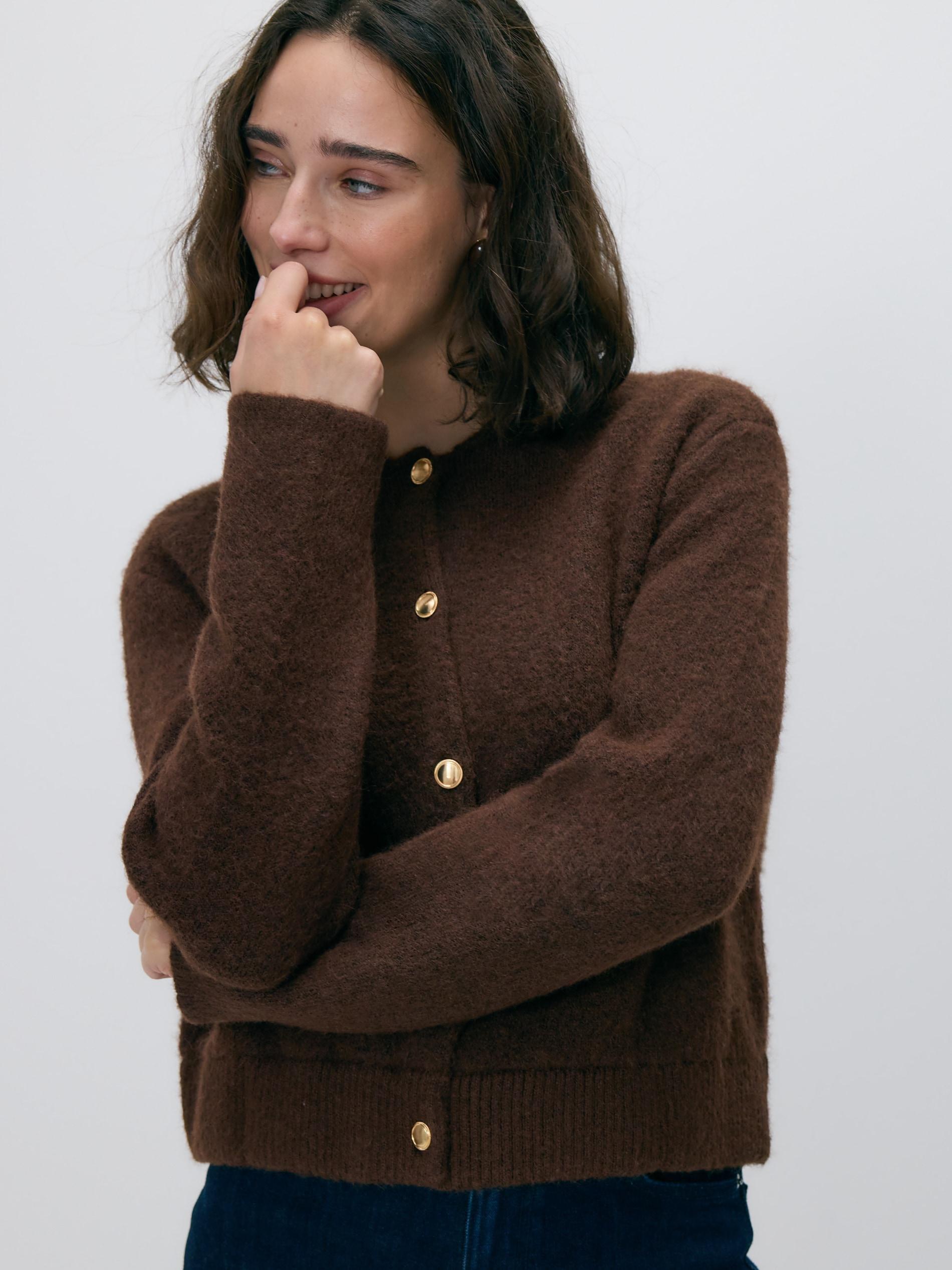 Brown Cardigan With Decorative Buttons, Brown, large image number 2
