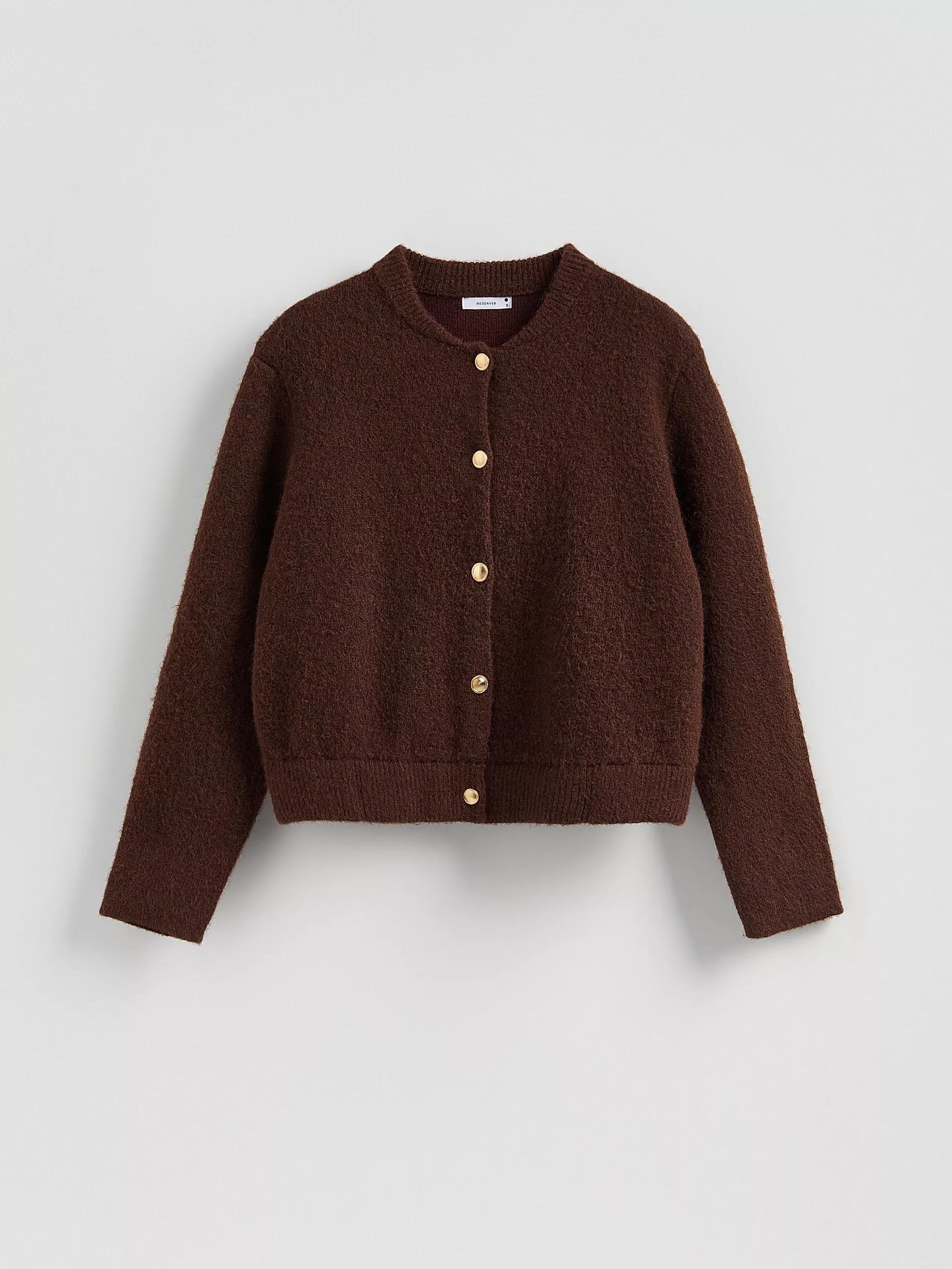 Brown Cardigan With Decorative Buttons, Brown, large image number 4