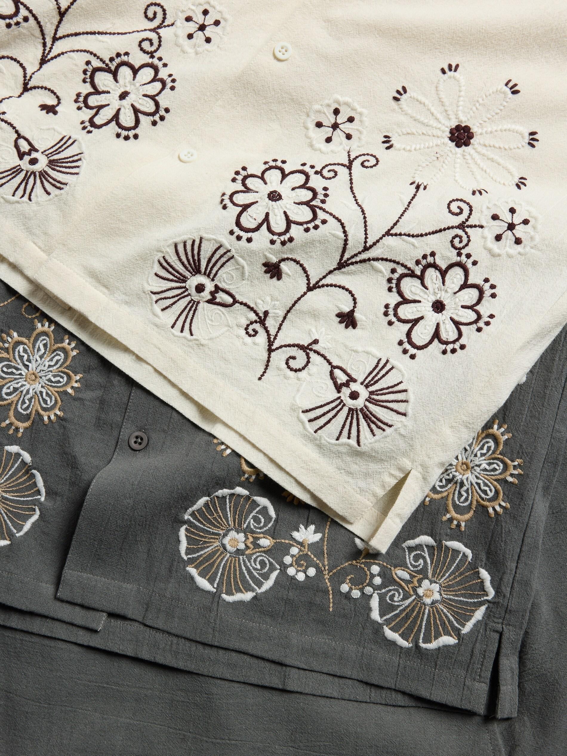 Cream Regular Fit Linen Blend Shirt, Ivory, large image number 2