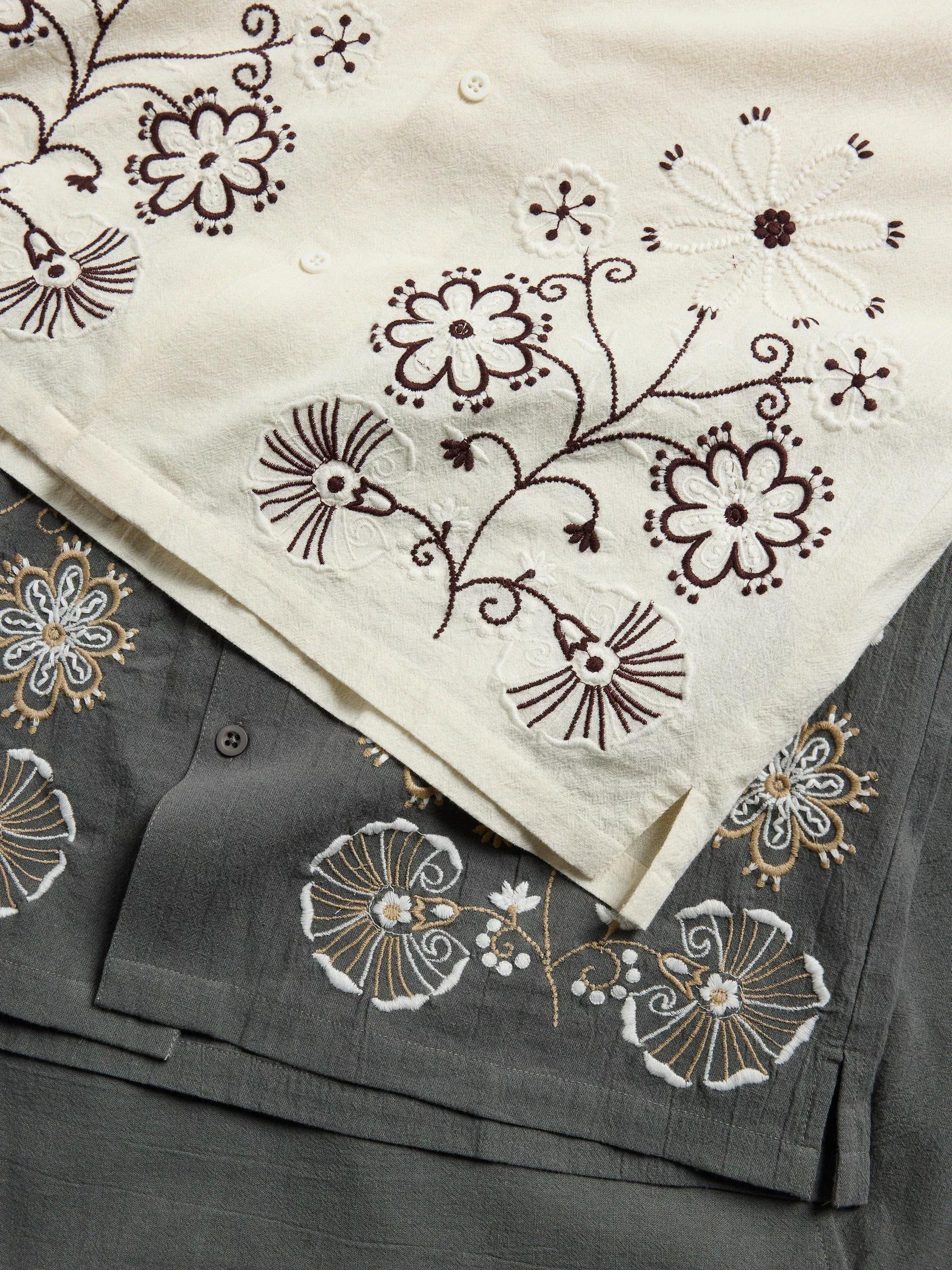 Cream Regular Fit Linen Blend Shirt, Ivory, large image number 5